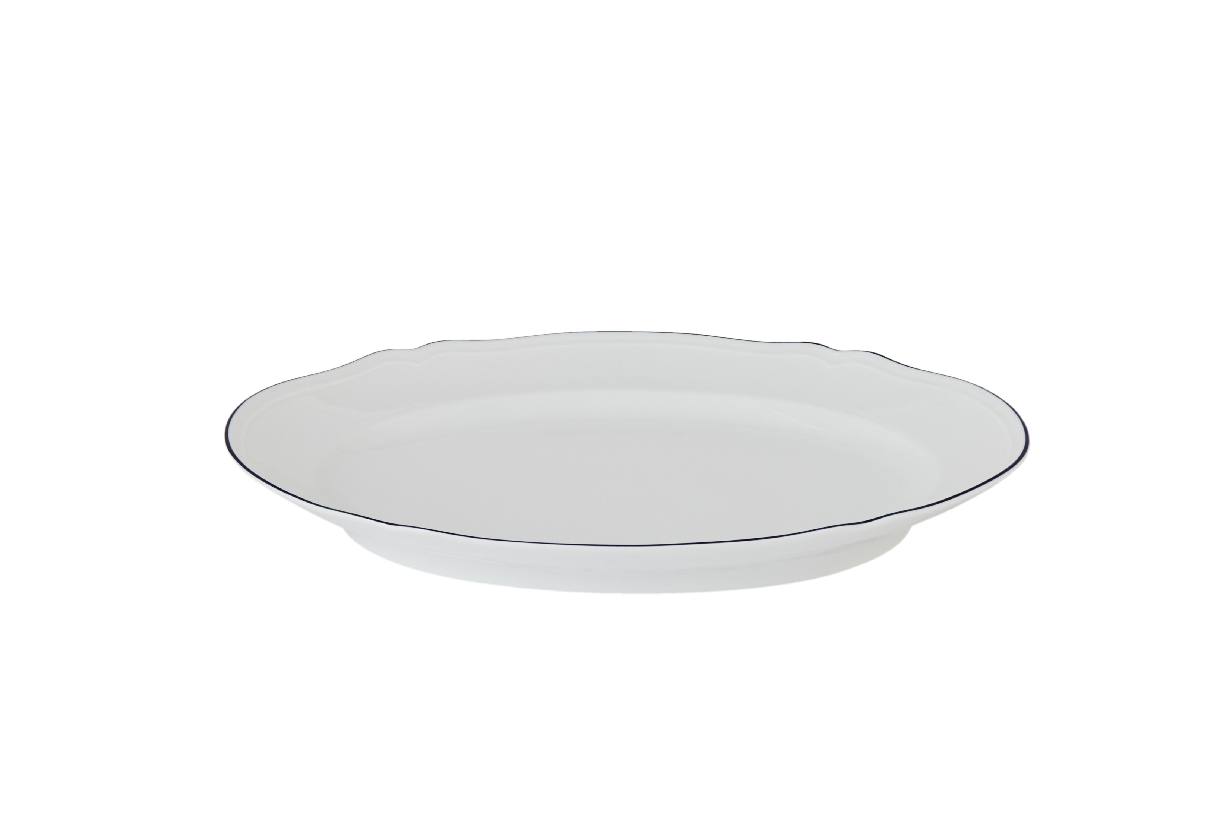 Dinnerware that is hand-decorated blue edge trim tracing the Antico Doccia shape.