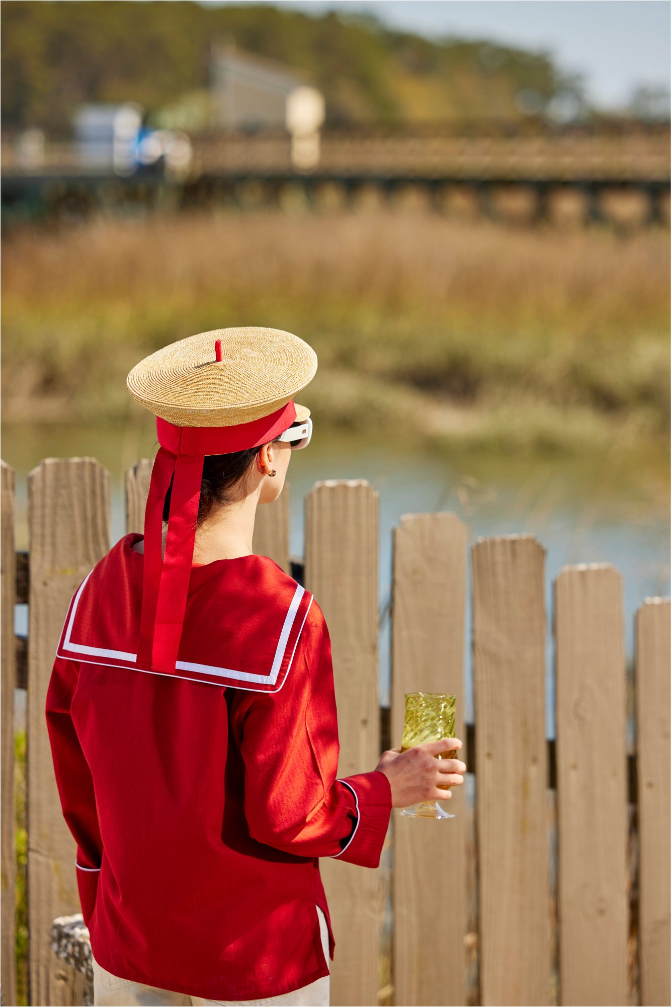 Sailor hat in shirt in red.