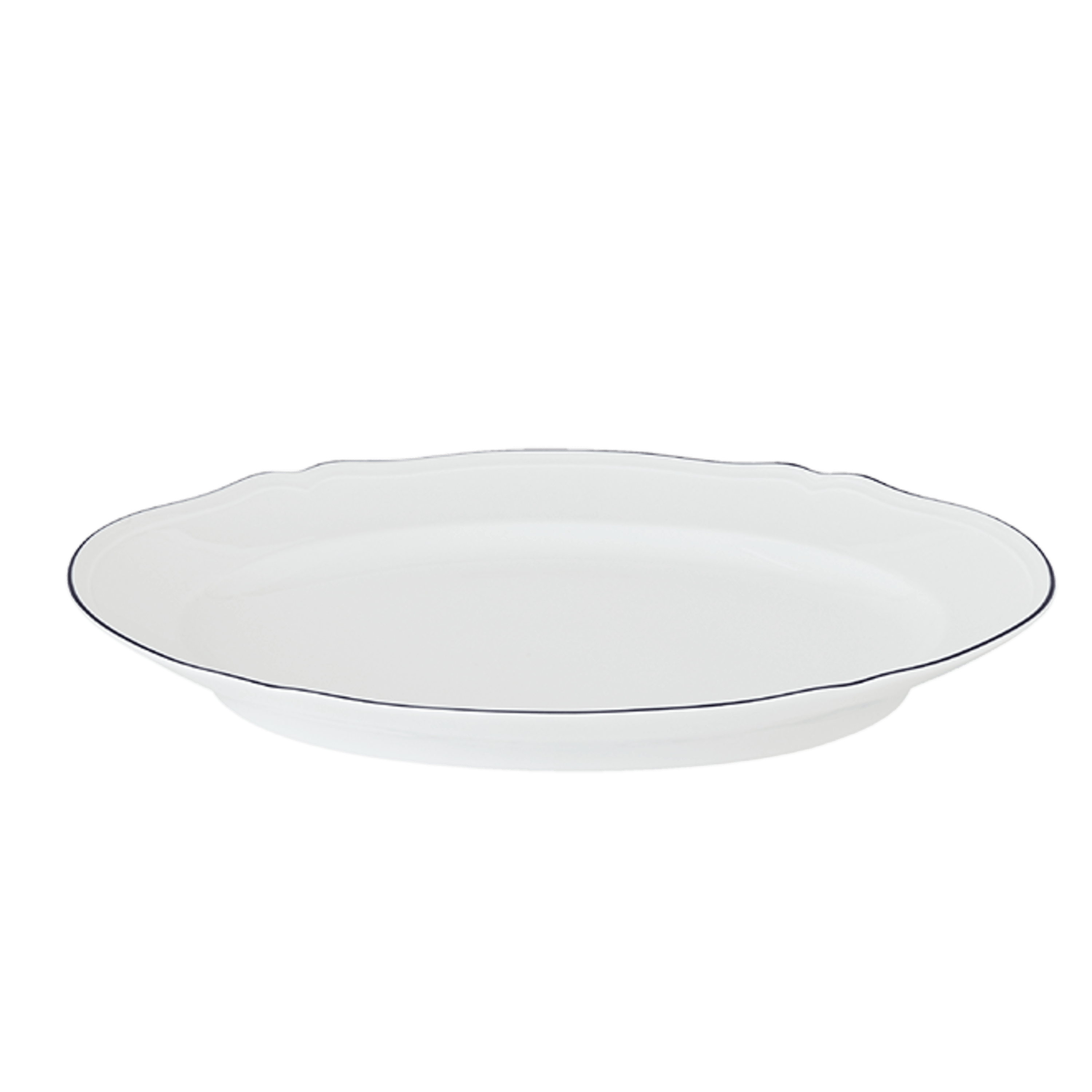 Dinnerware that is hand-decorated blue edge trim tracing the Antico Doccia shape.