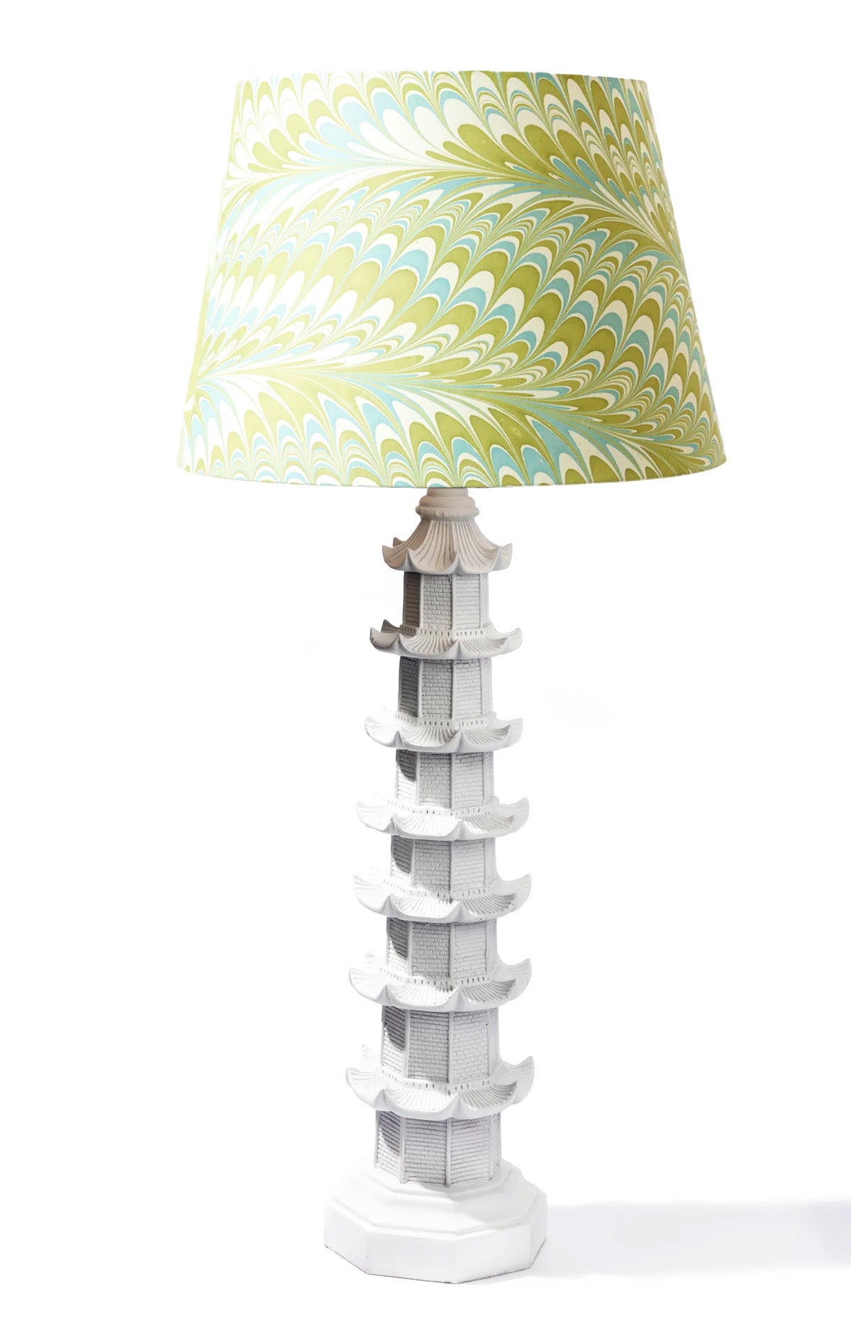 Spunky marbled paper lamp shades.