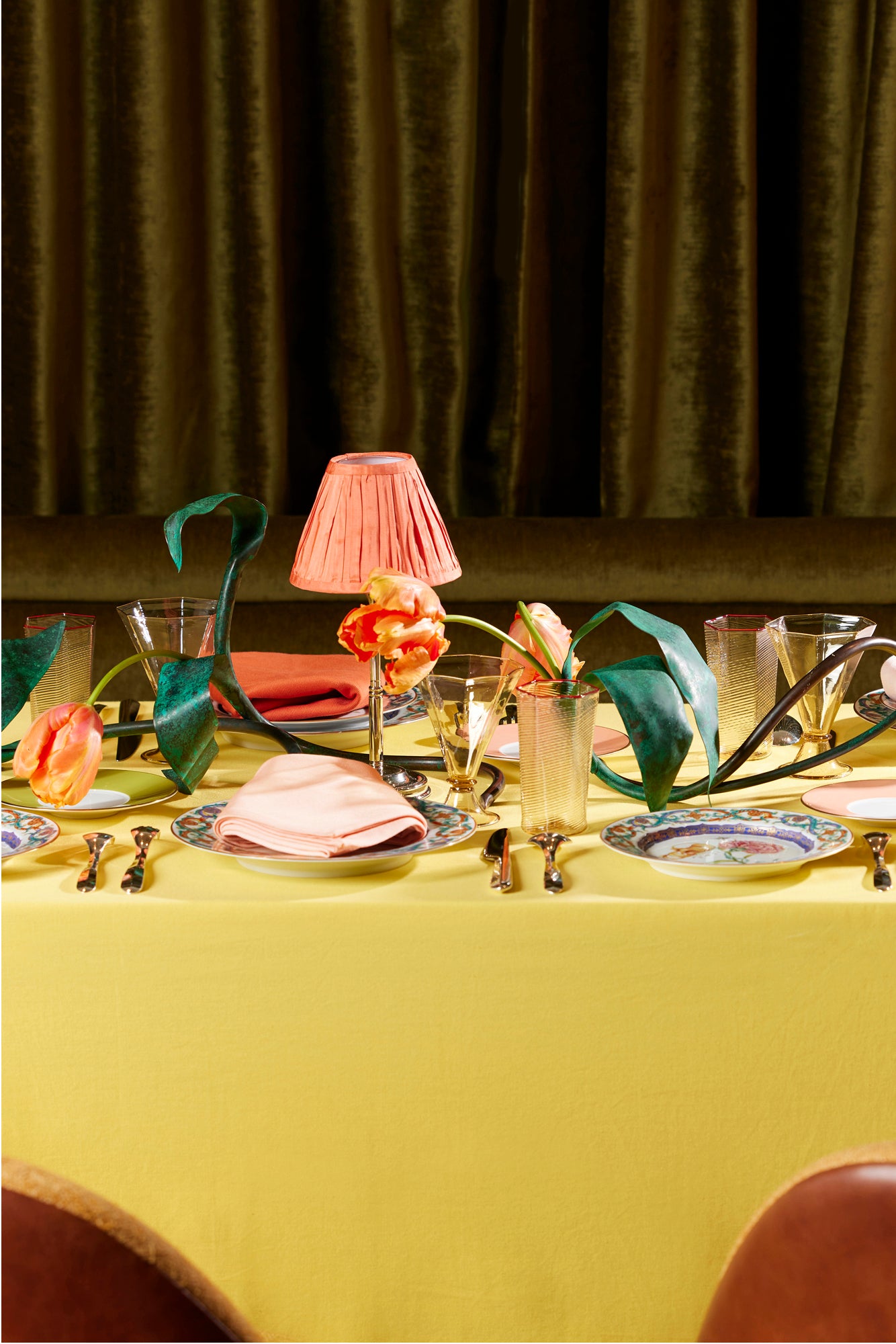 CORAL SILK TABLE LAMP SHADE.