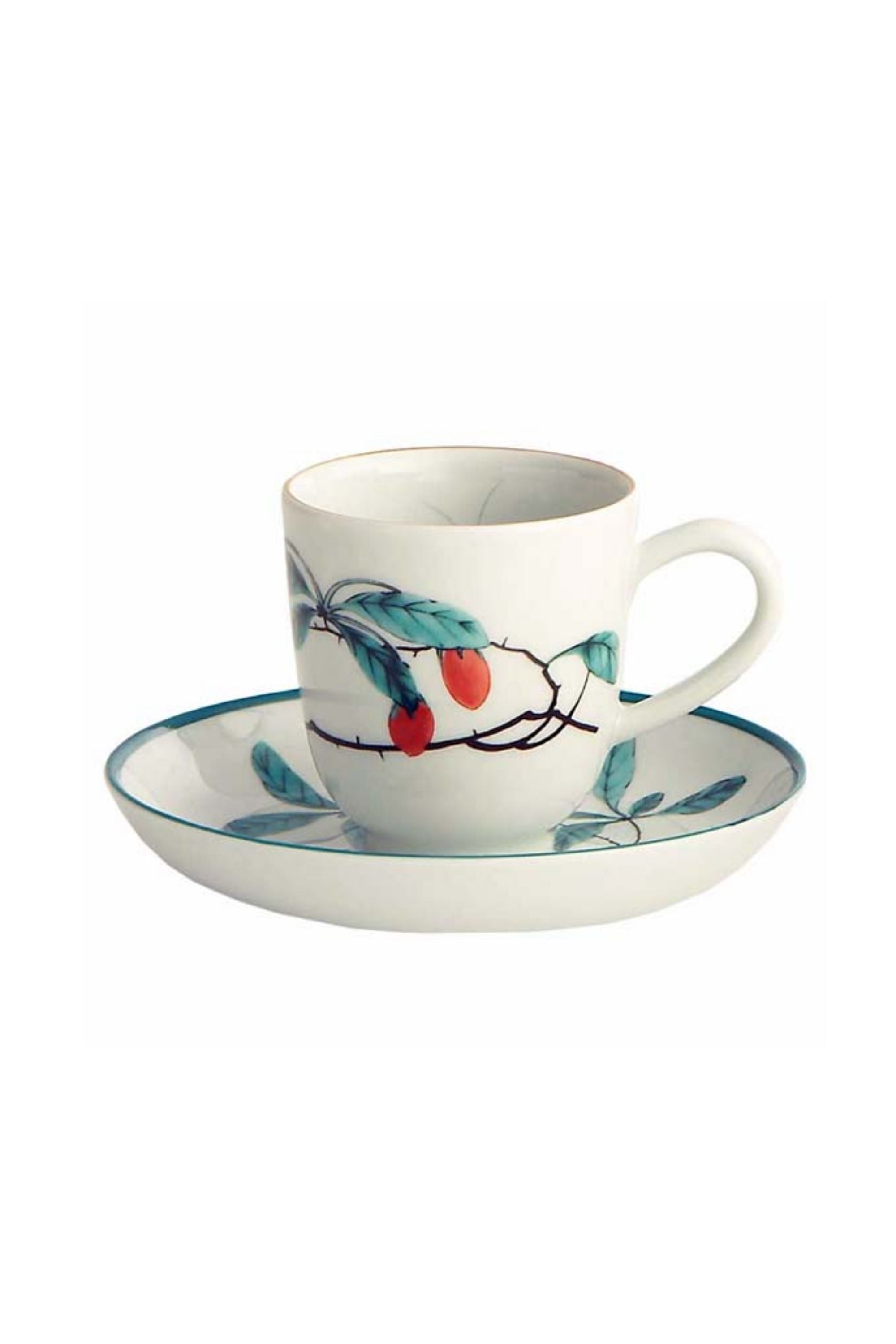 Tea and coffee service. This graceful design, with its leaves, berries, and butterflies, was derived directly from antique Chinese Palace porcelain.
