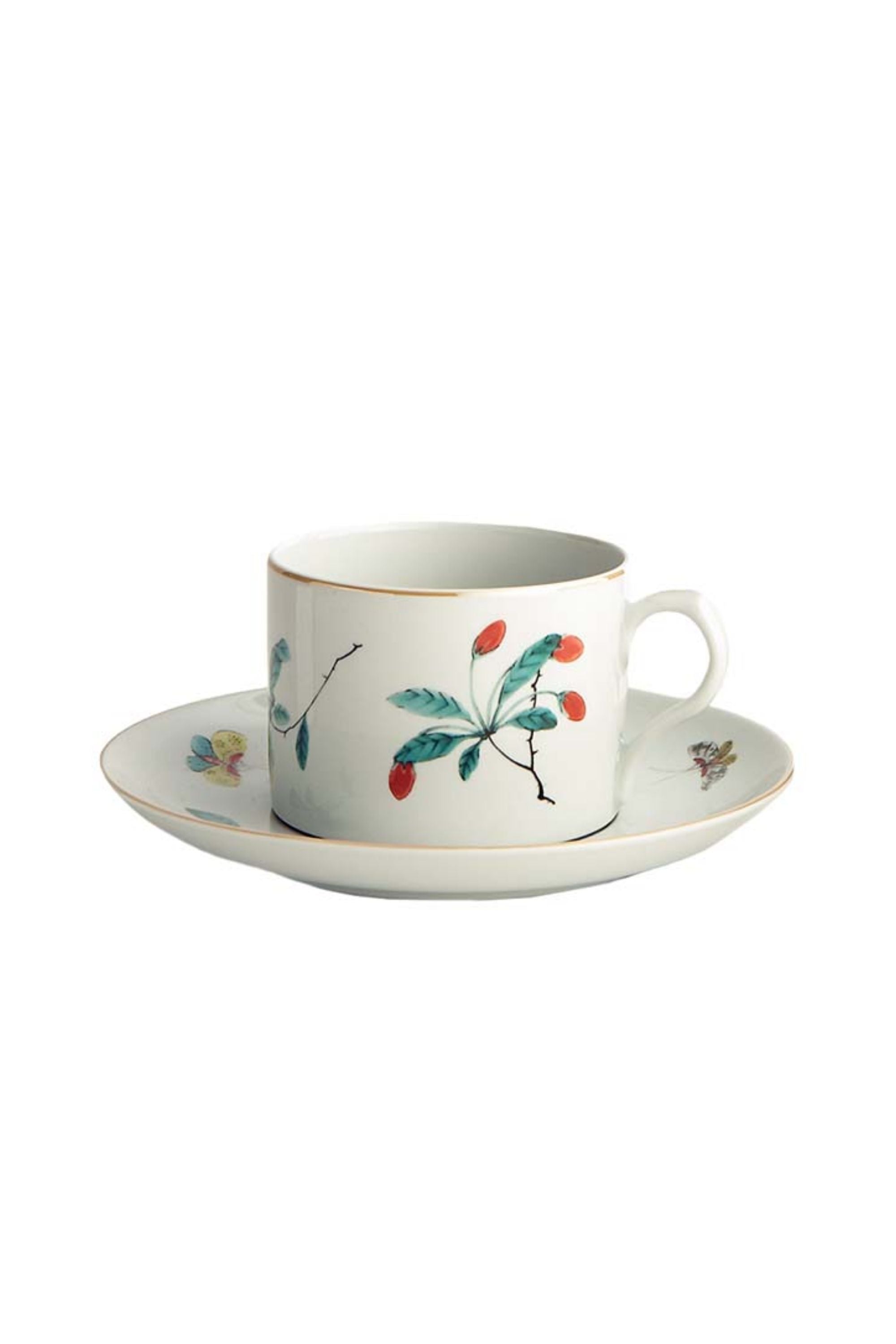 Tea and coffee service. This graceful design, with its leaves, berries, and butterflies, was derived directly from antique Chinese Palace porcelain.