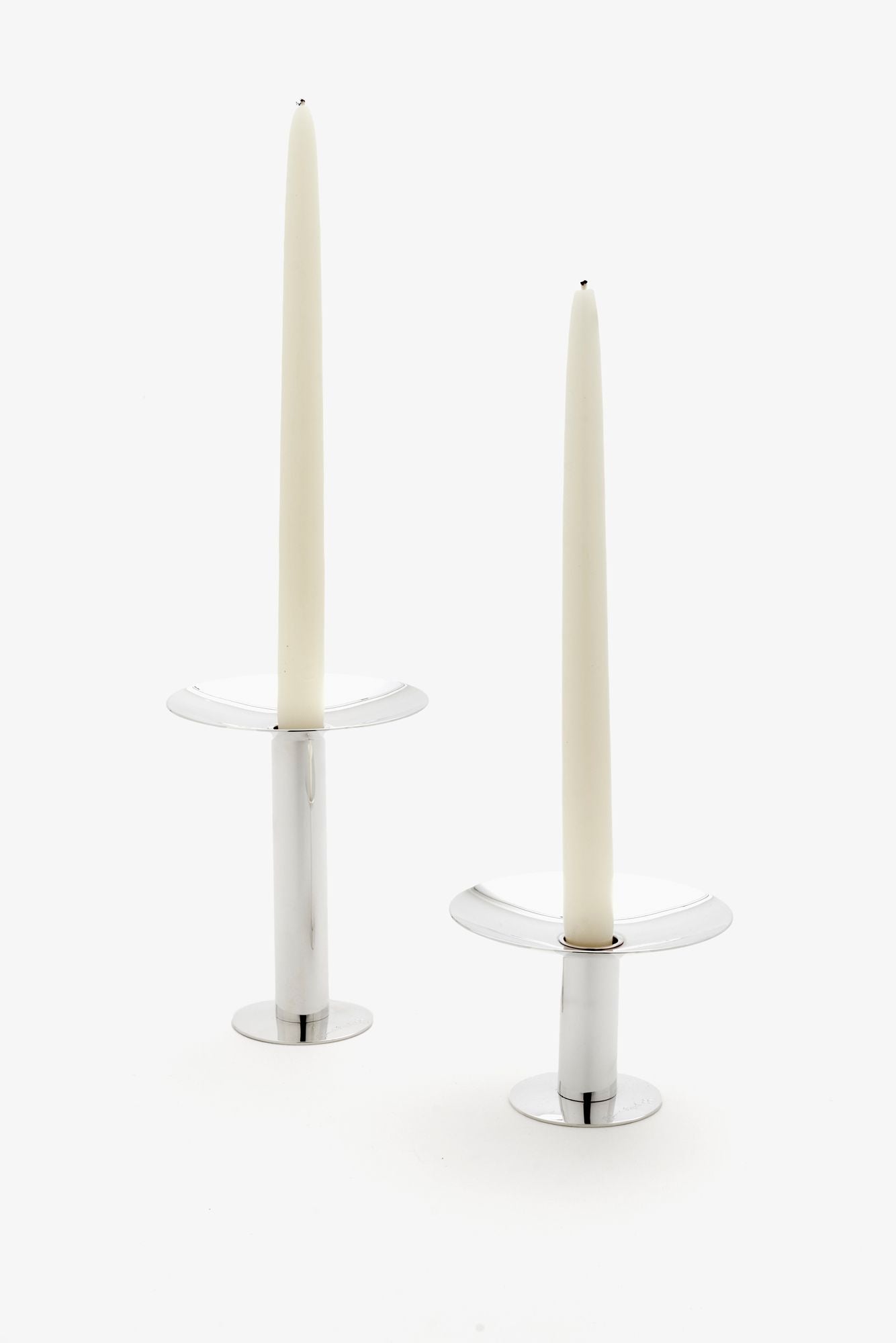 SILVER DECO TAPER HOLDER & VASE.