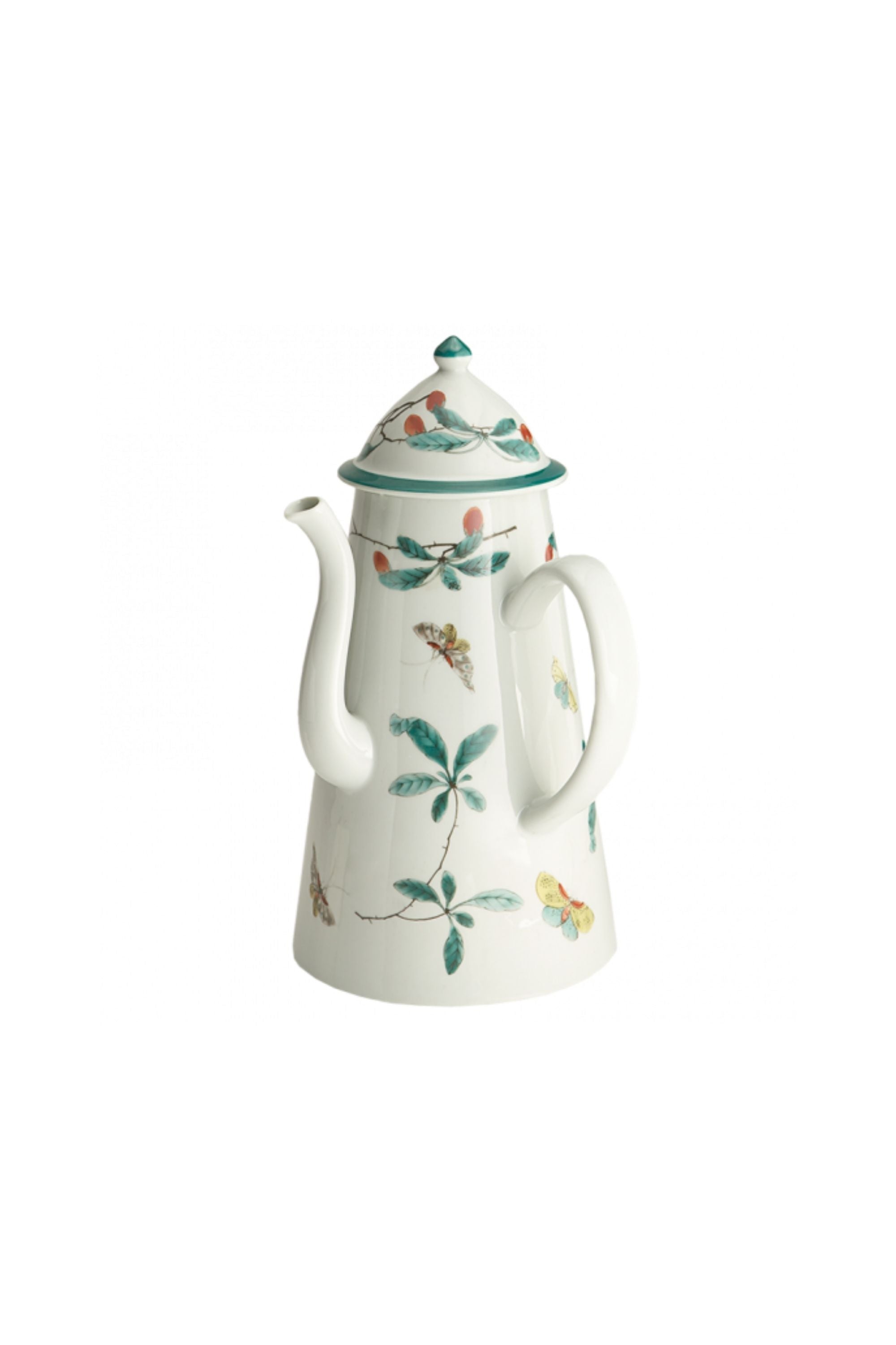 Tea and coffee service. This graceful design, with its leaves, berries, and butterflies, was derived directly from antique Chinese Palace porcelain.