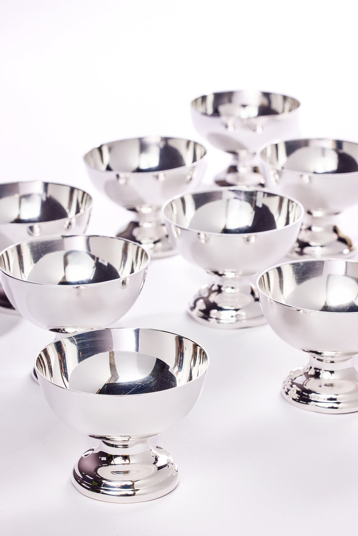 SET OF 8 VINTAGE SILVER ENGLISH COMPOTES
