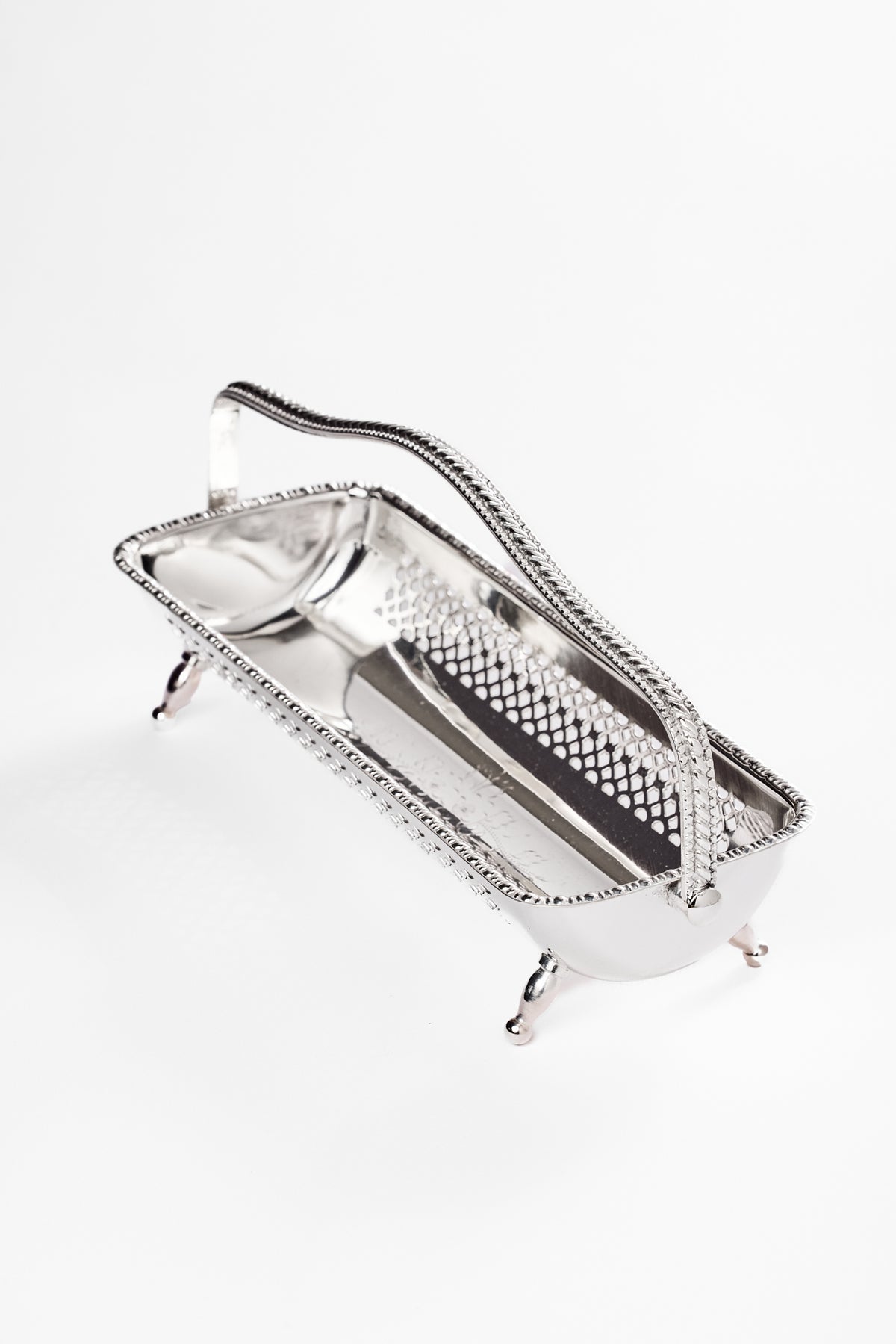 VINTAGE SILVER CRACKER BASKET