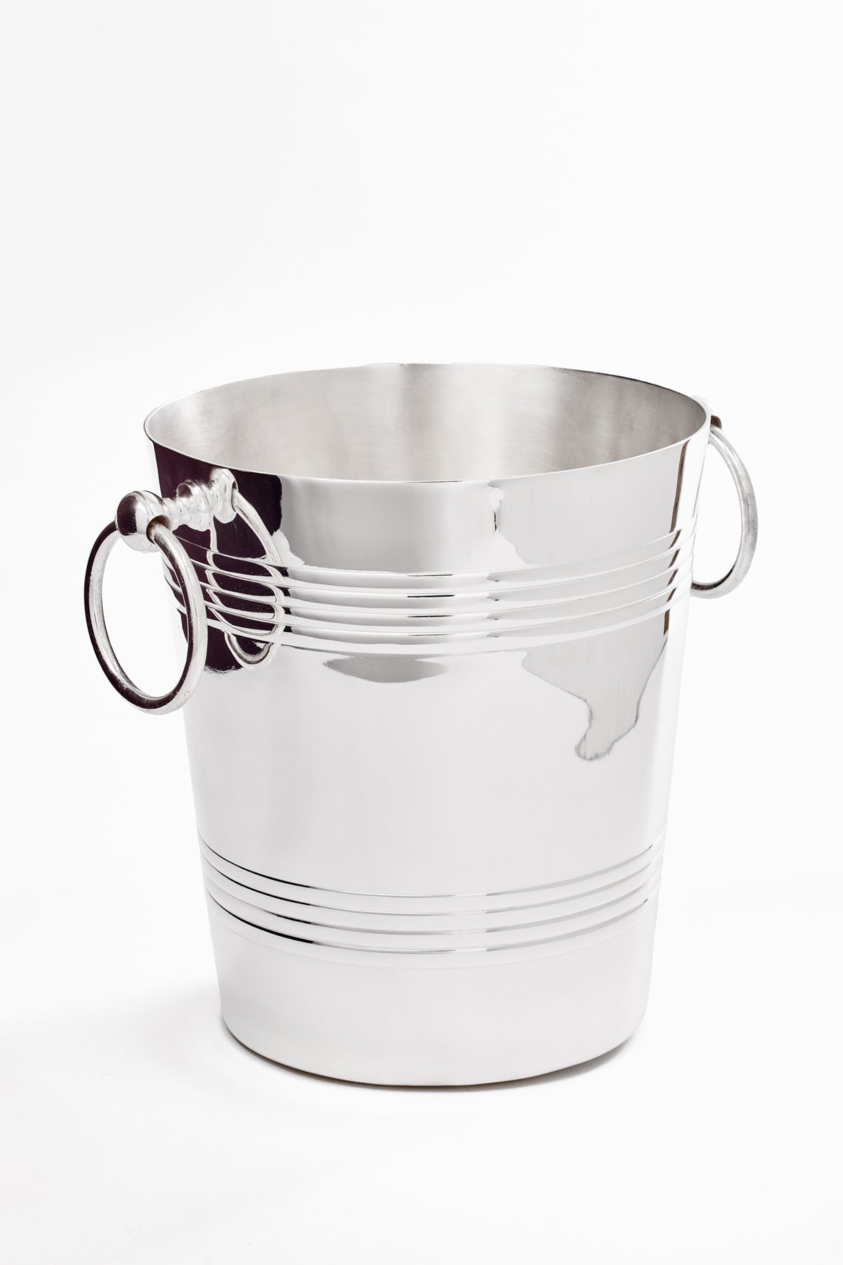 VINTAGE ENGLISH SILVER CHAMPAGNE BUCKET WITH RING HANDLES