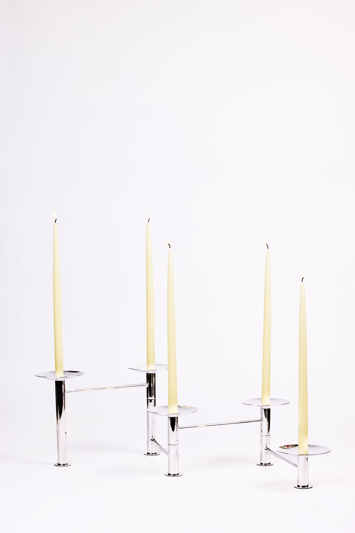 SILVER ARTICULATED CENTERPIECE TAPER HOLDER & VASE