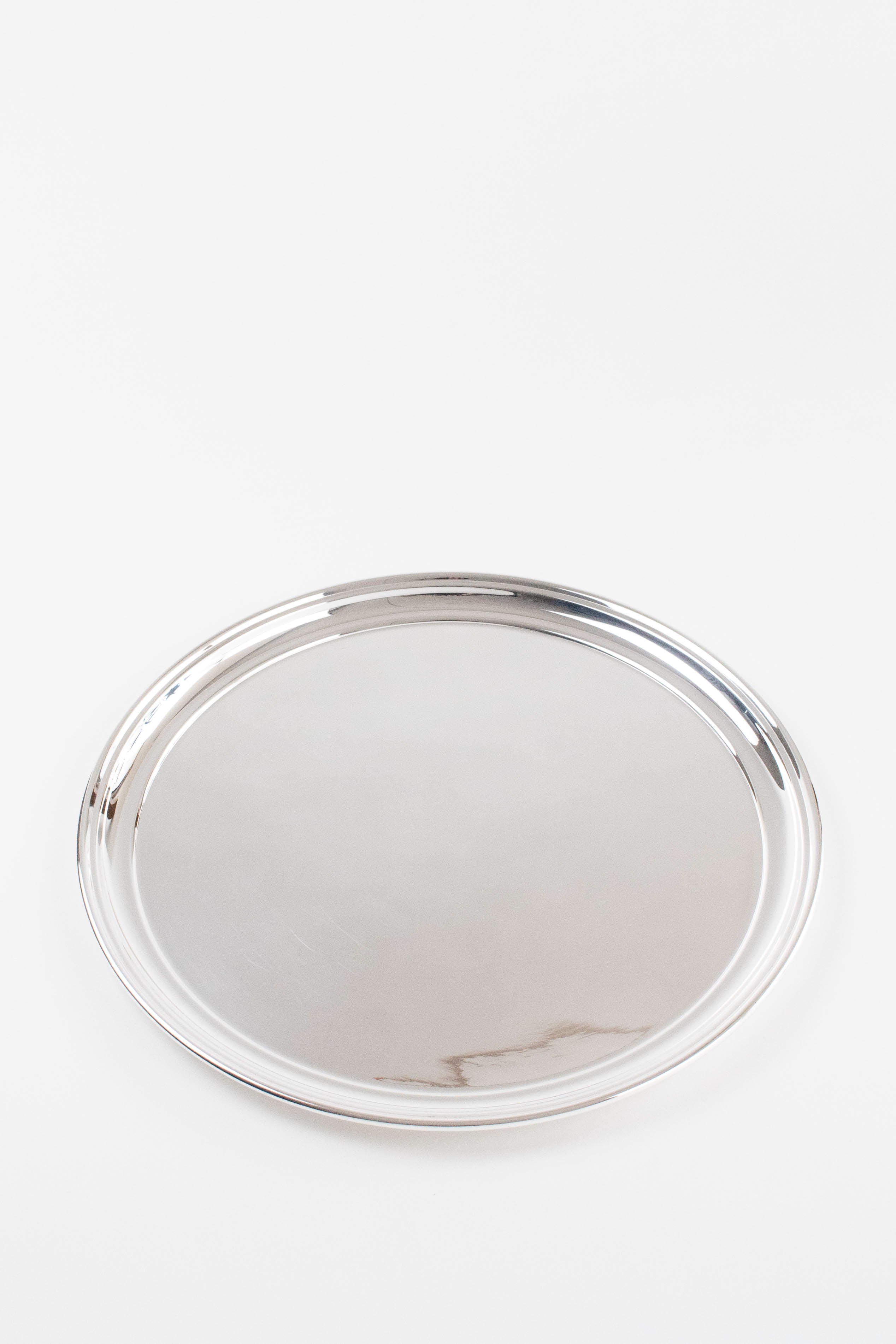 VINTAGE ROUND ENGLISH SILVER TRAY