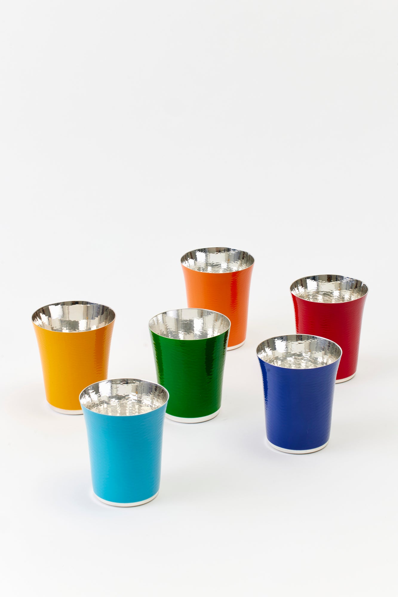 Rainbow silver tumblers.