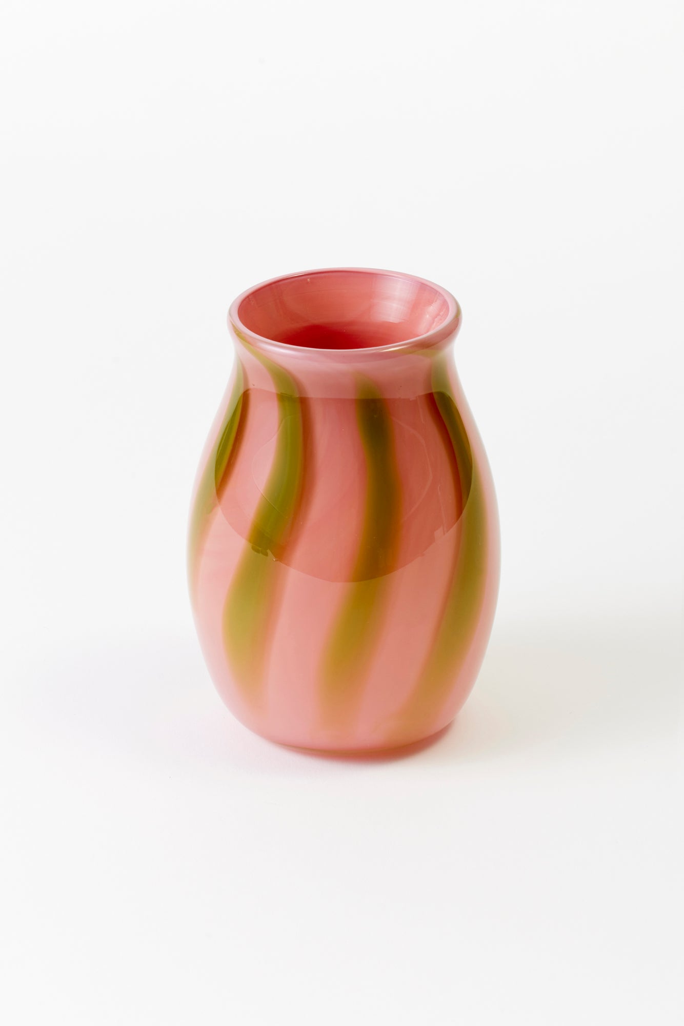 Circus-striped bud vases, designed and hand-blown by Paul Arnhold.