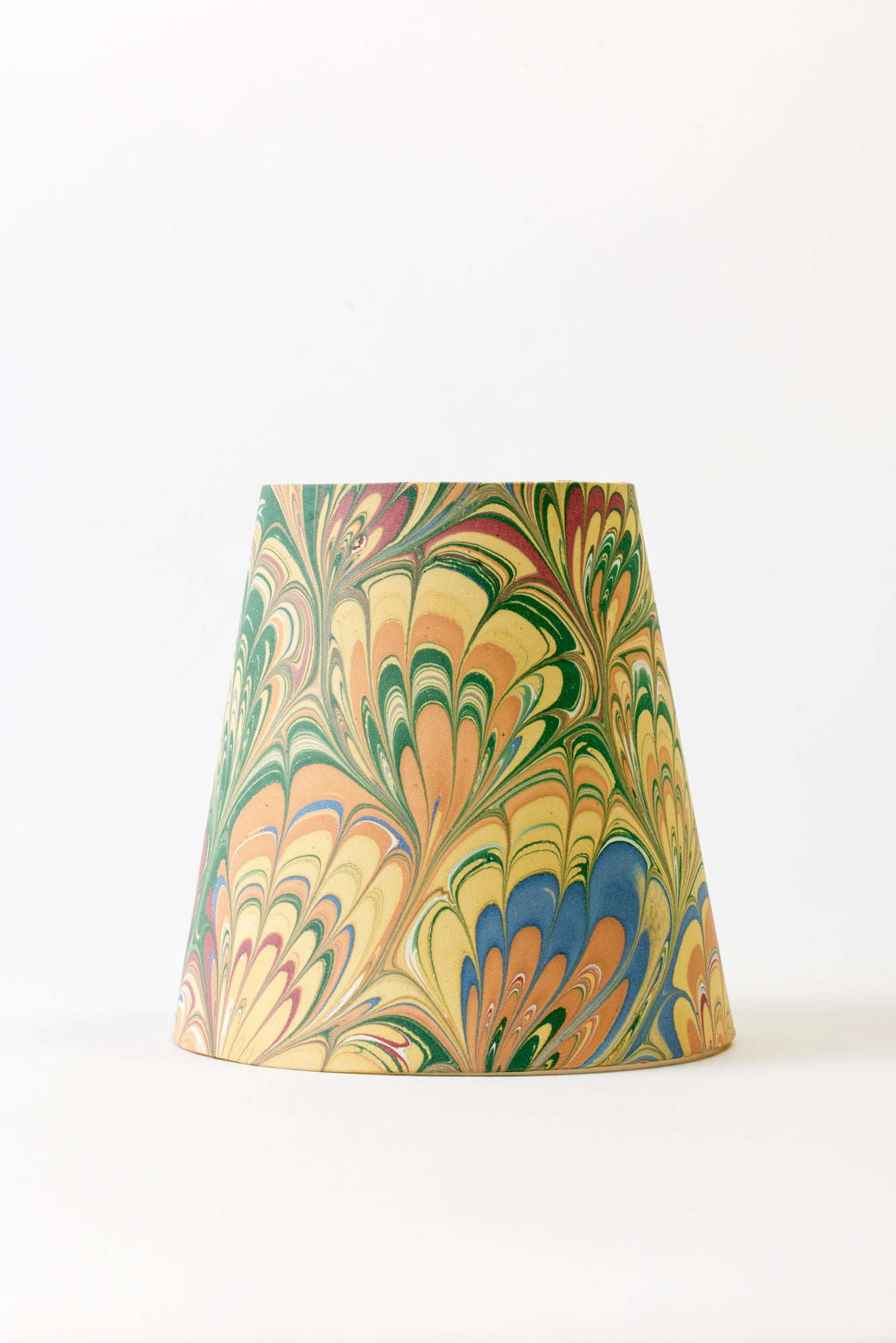 Hand marbled chandelier shades.