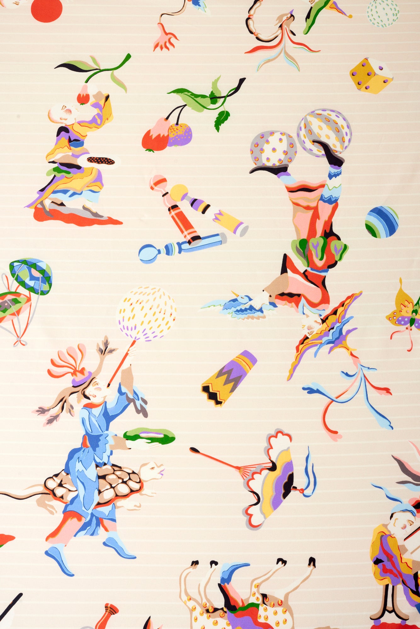 Tablecloth in archival Cirque Chinois by Brunschwig & Fils to ballyhoo any occasion or familial circus.