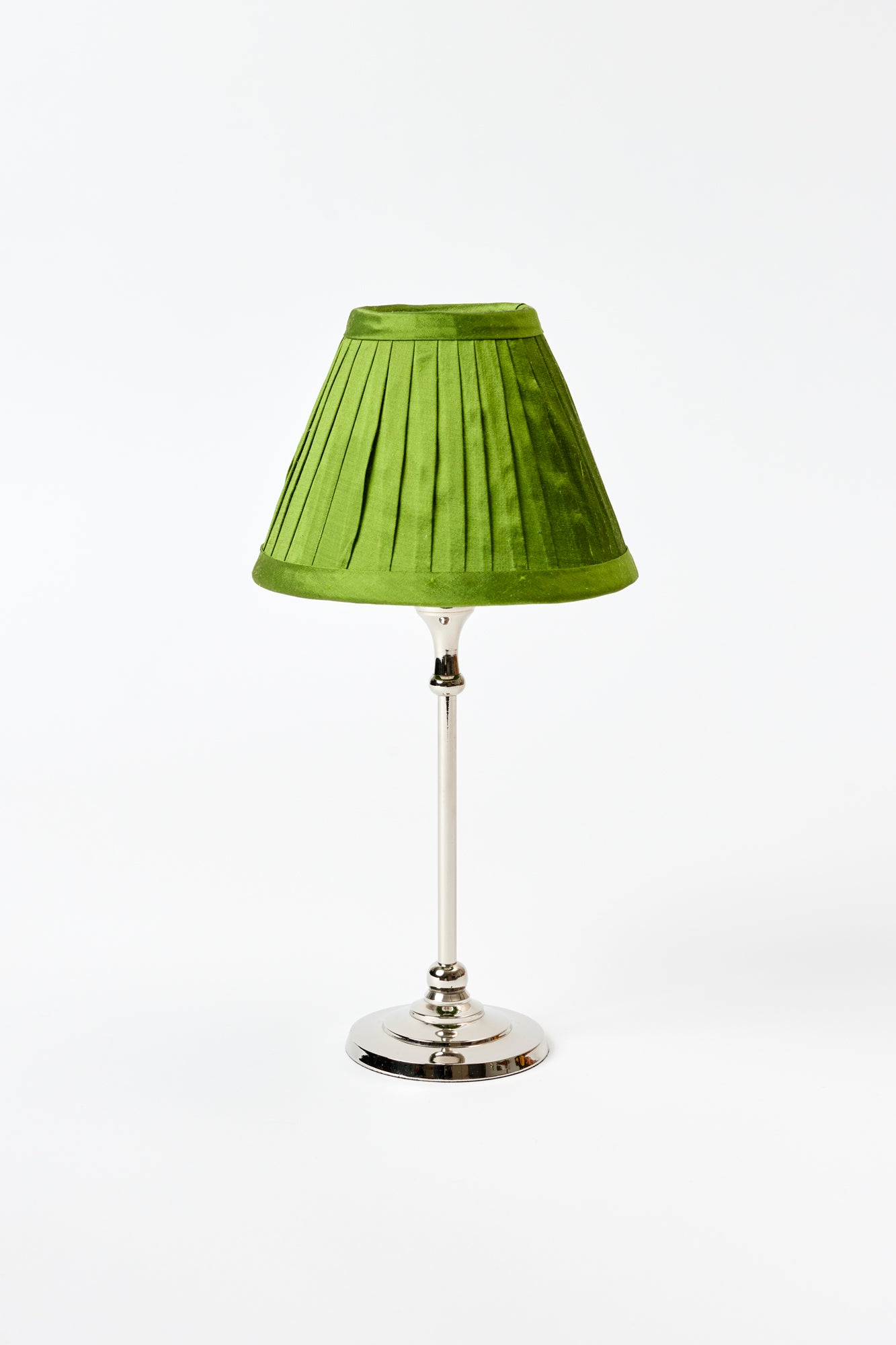 Marvelous hand-pleated silk shade in fern green.