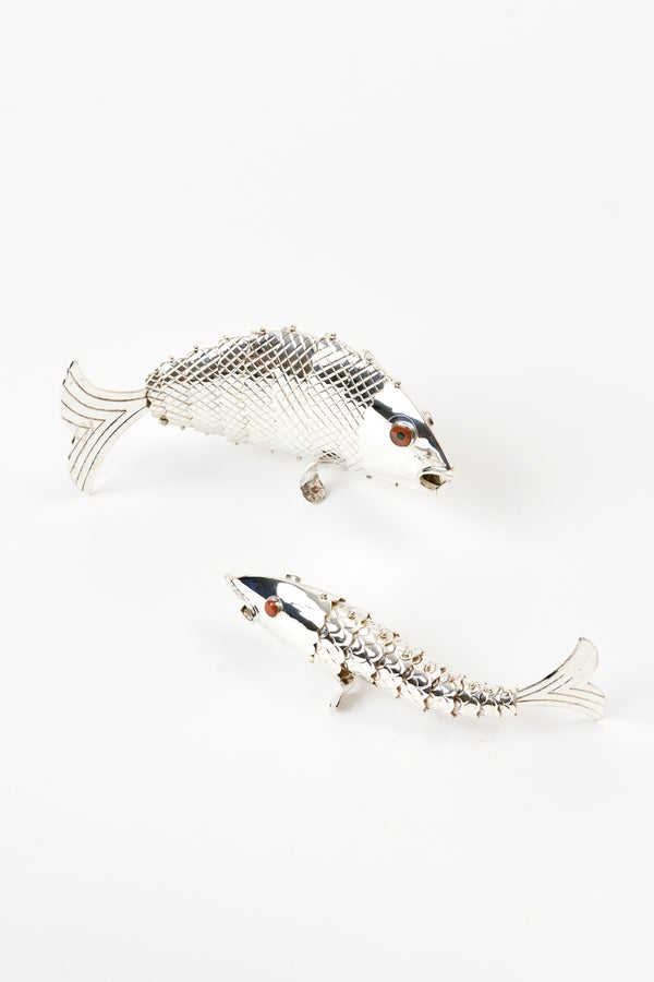 SET OF 2 ARTICULATED FISH TABLE ORNAMENTS
