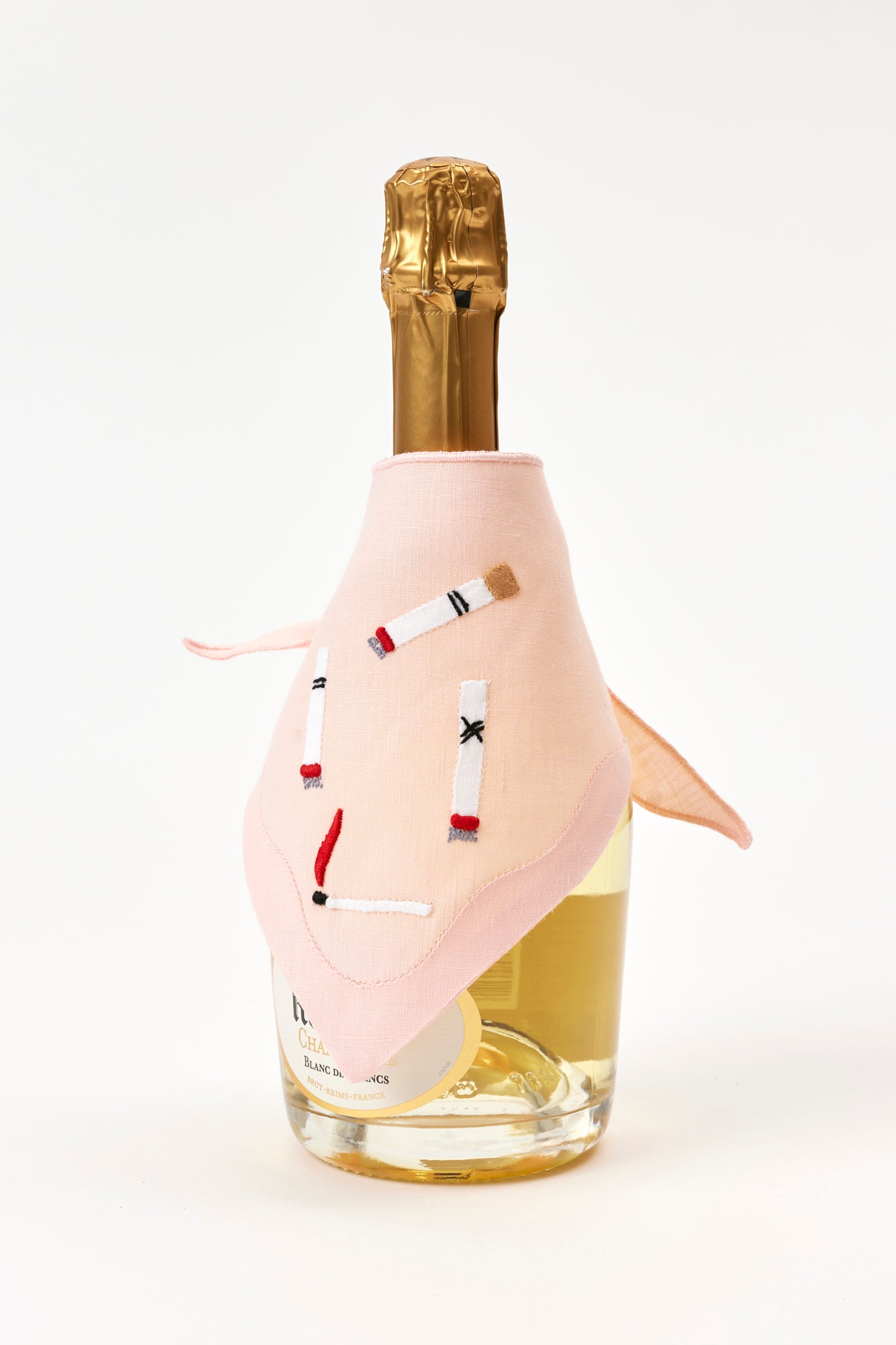 Embroidered cigarettes champagne wrap.