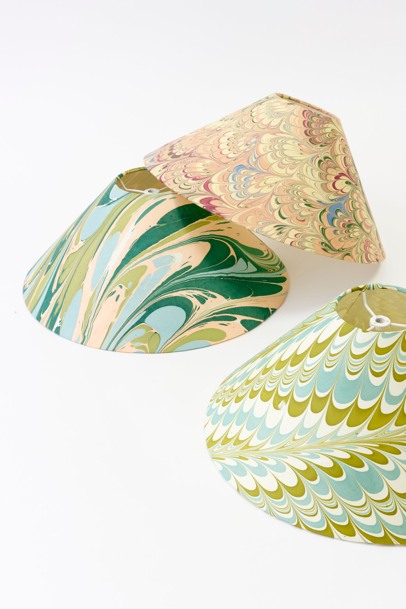 MARBLED PAPER COOLIE LAMP SHADES.