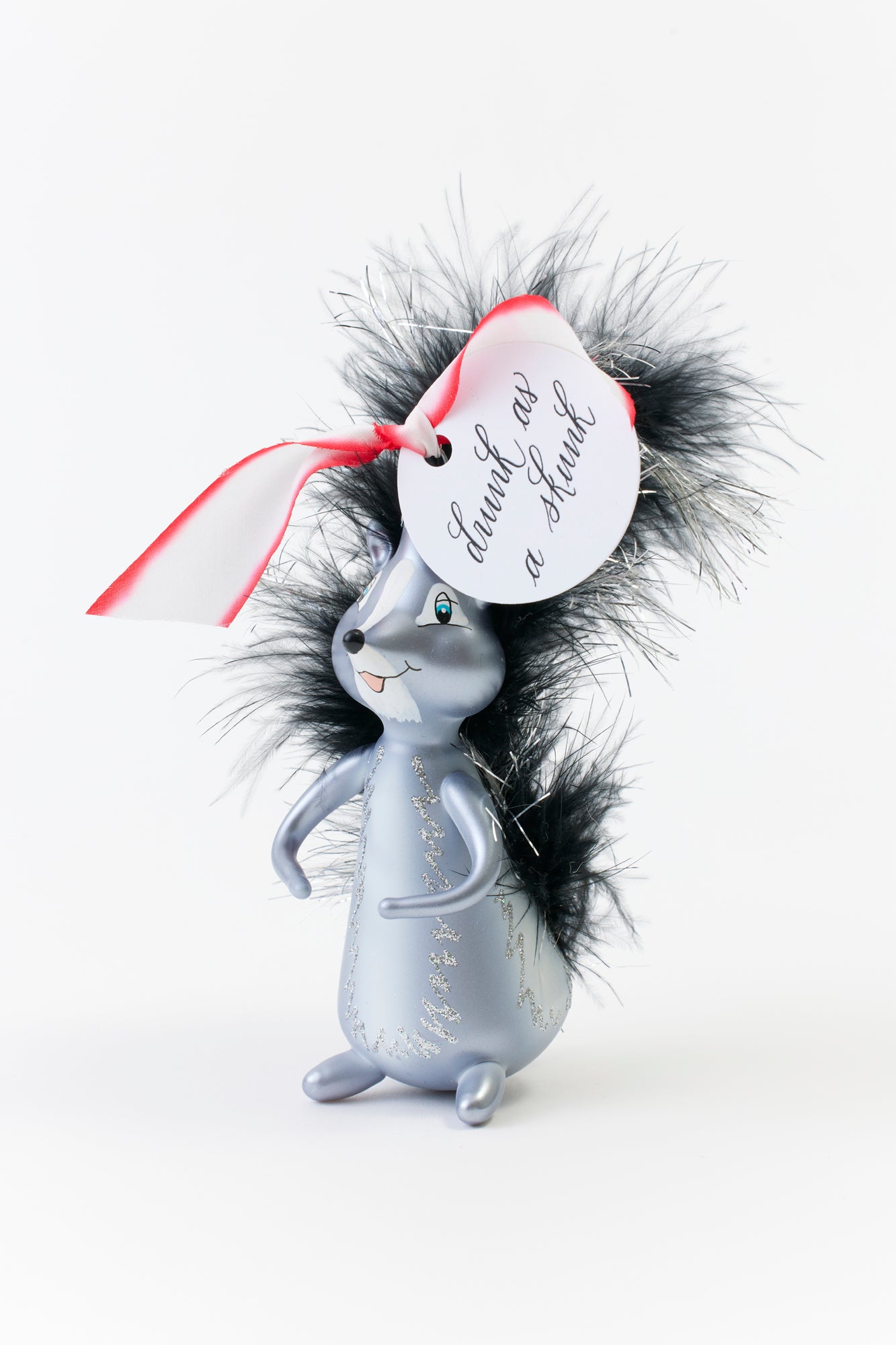 Drunk as a skunk ornament.