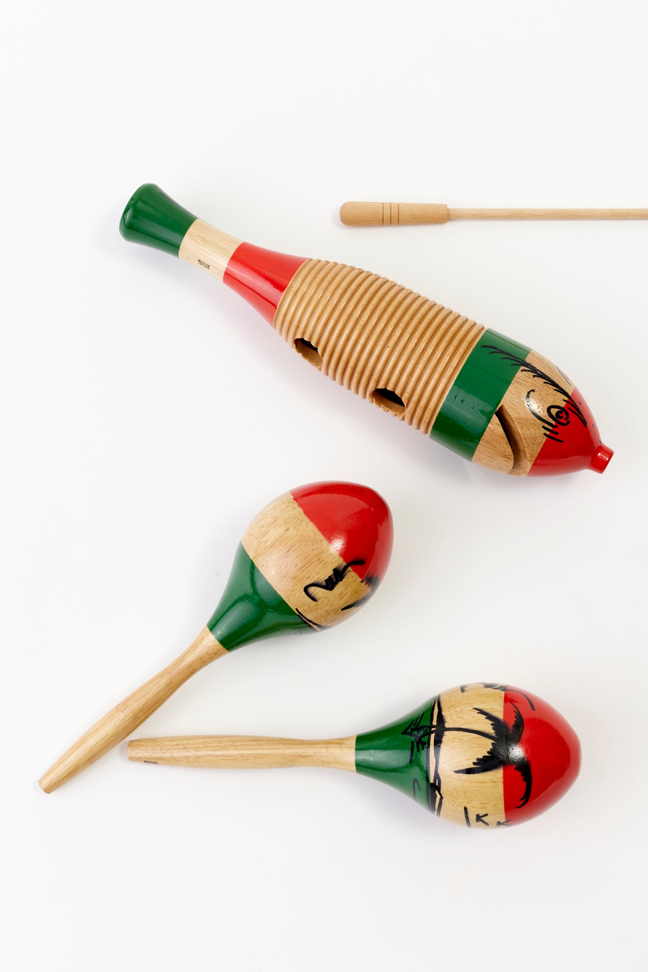 Set of 3 maracas. They are hand painted in Mexico and pack a spicy beat.