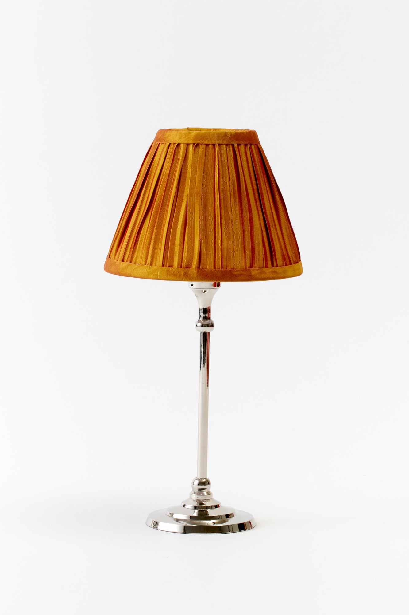 Marvelous ginger hand-pleated silk shade.