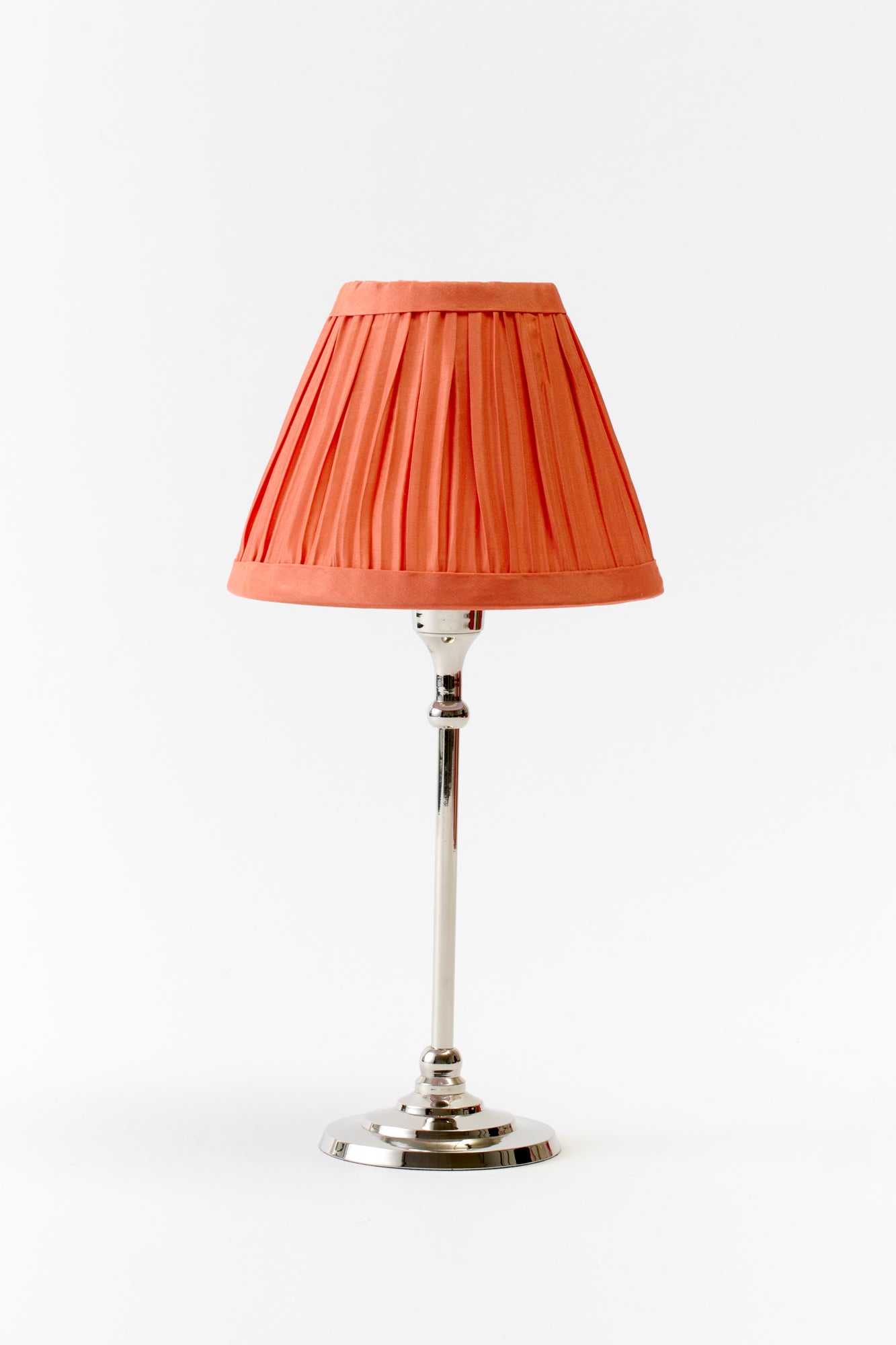 Marvelous Coral hand-pleated silk shade.