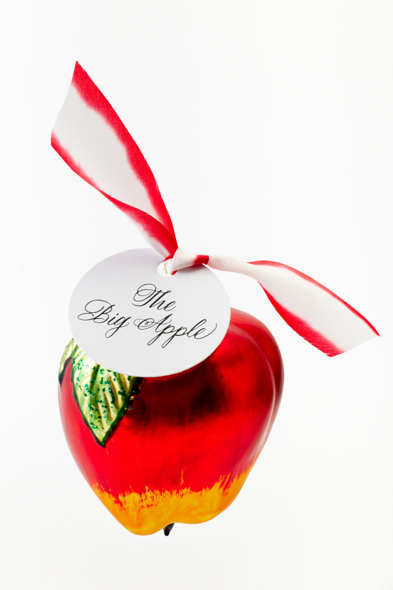 Hand-painted big apple glass ornament crafted in Poland.