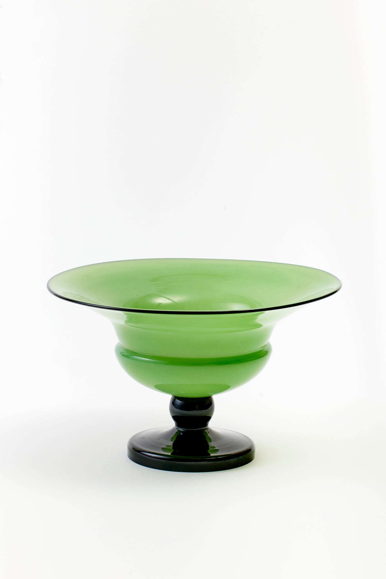 Vintage green opaline glass vase. Perfect for a dining room table.