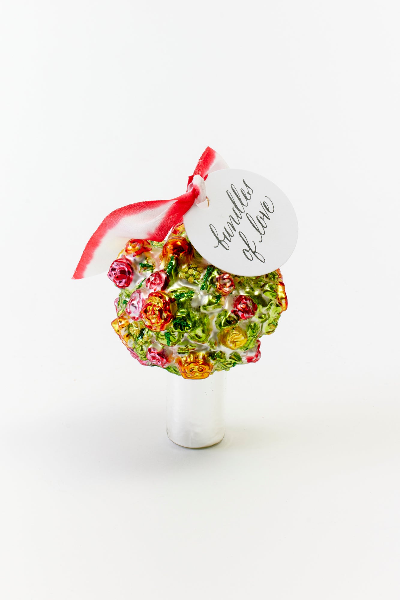 Hand-painted flower bouquets glass ornament crafted in Poland.