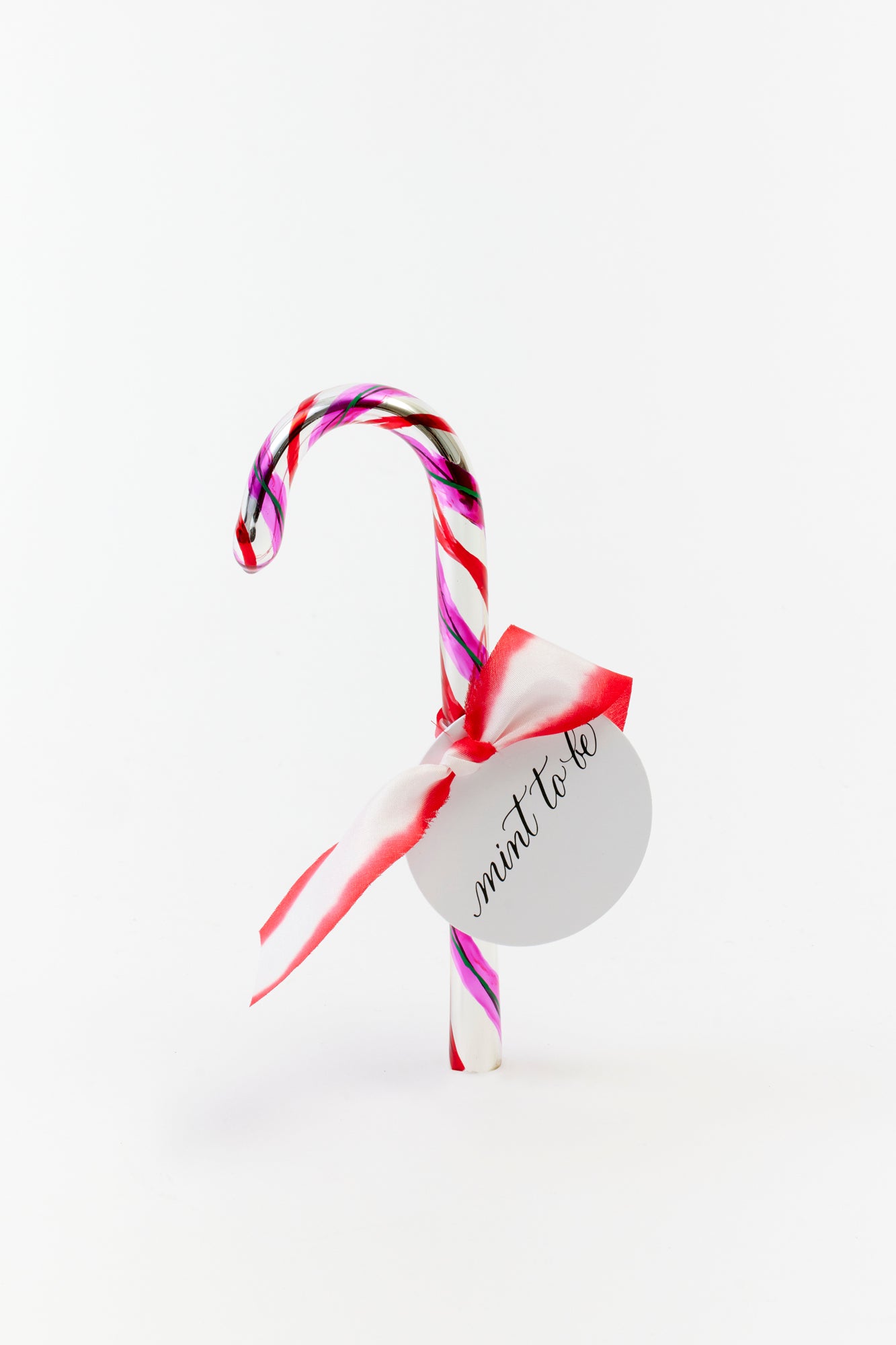 Hand-painted candycane glass ornament crafted in Poland.