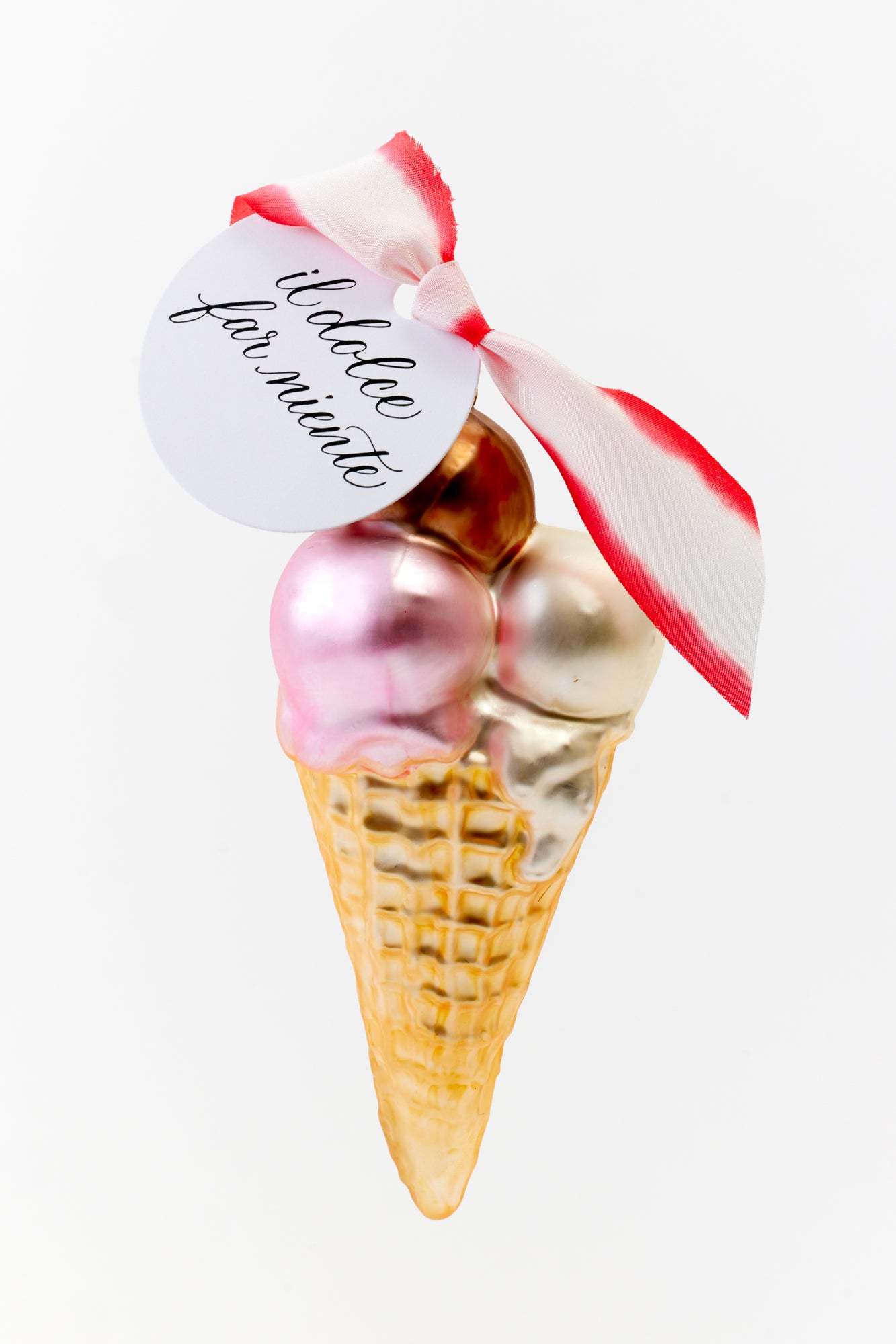 Hand-painted ice cream glass ornament crafted in Poland.