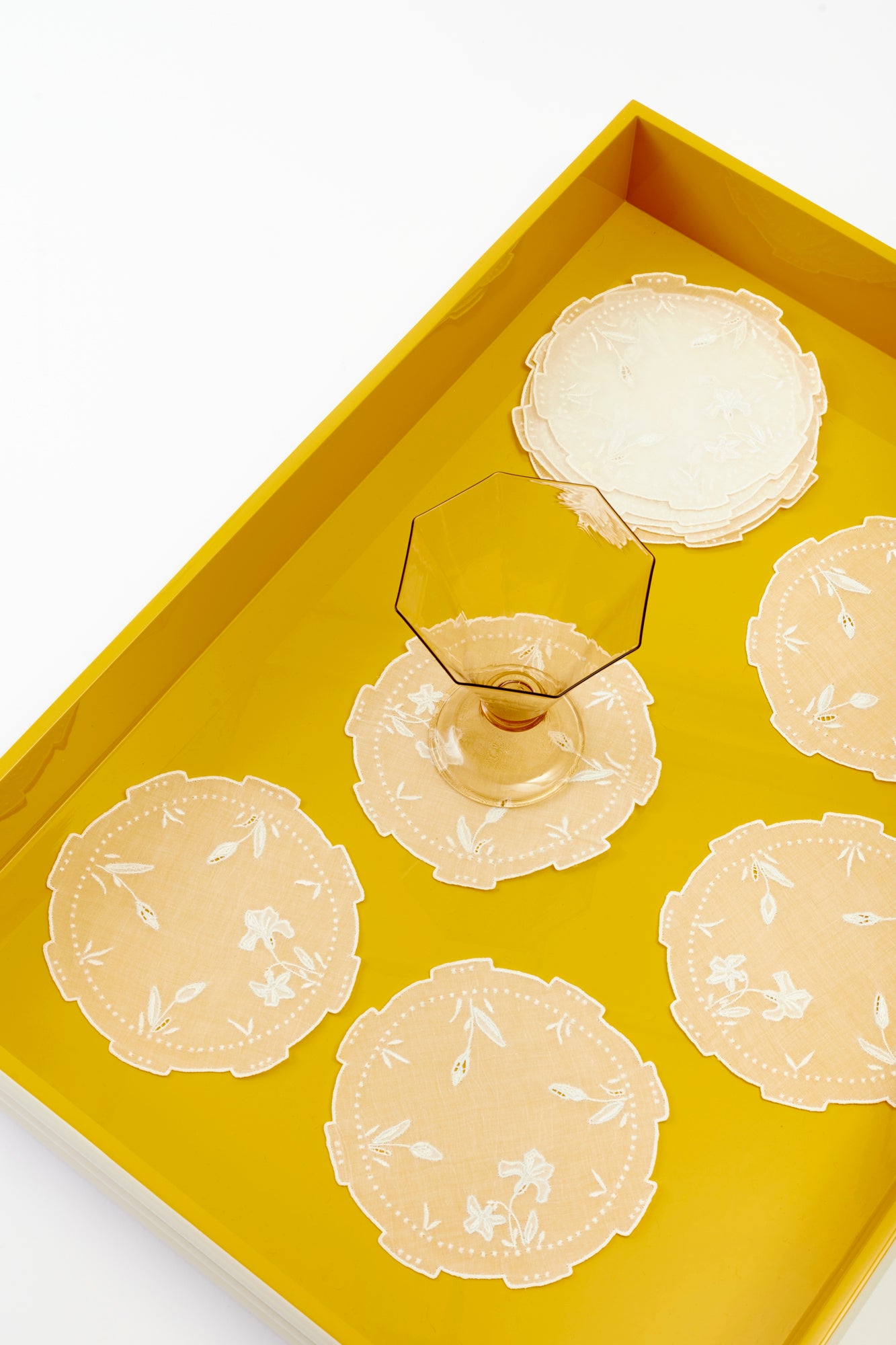 Yellow lacquered tray.