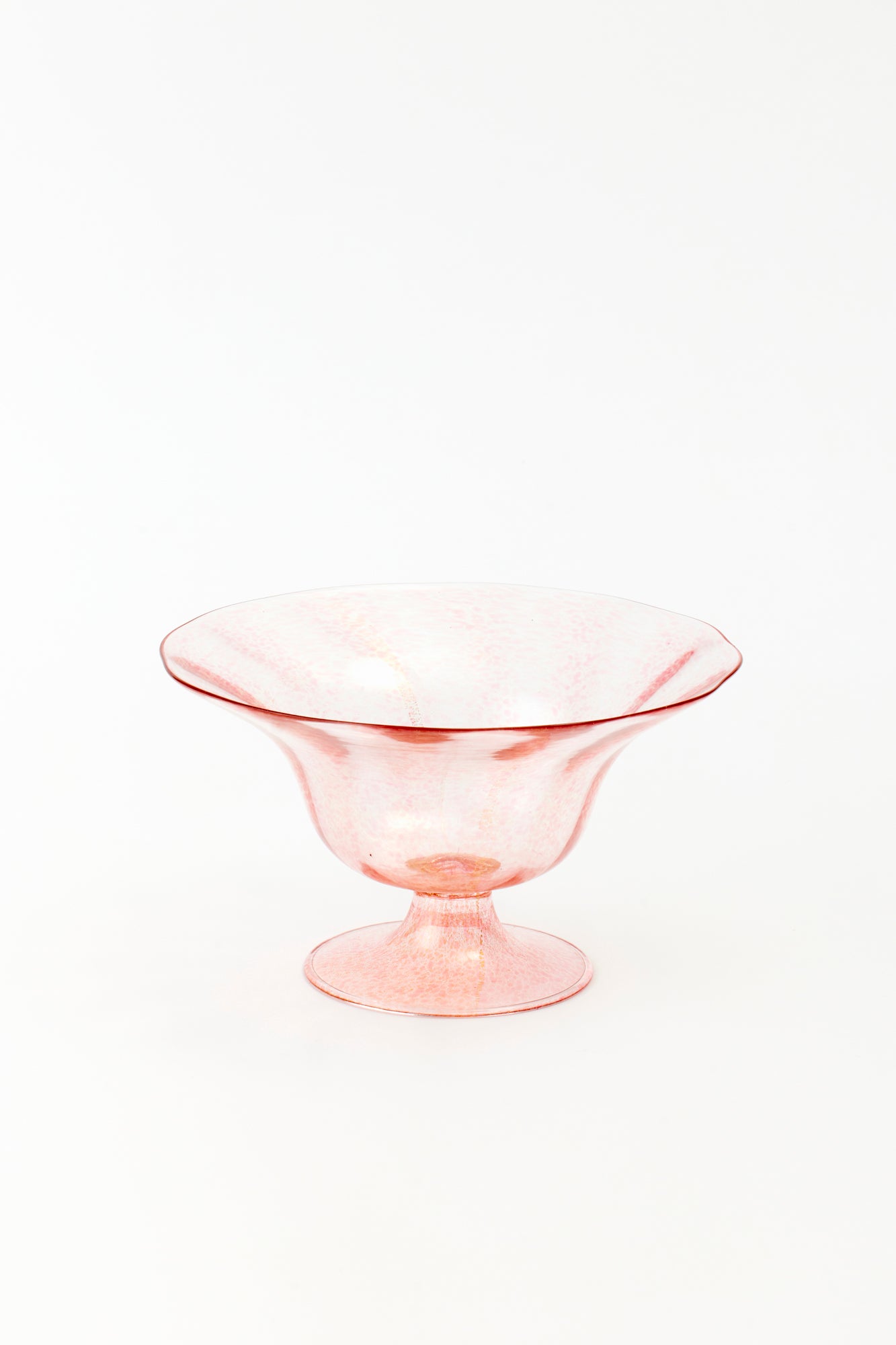 Vintage soft pink Venetian glass compote.