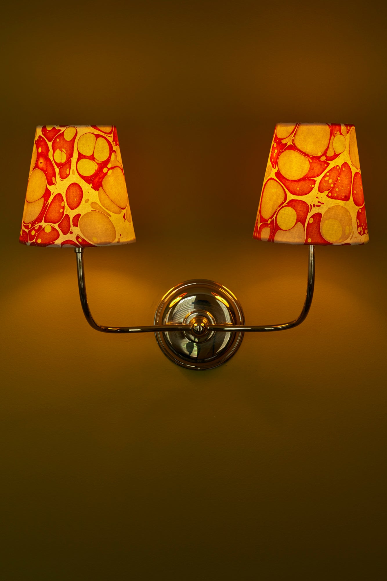 Hand marbled chandelier shades.