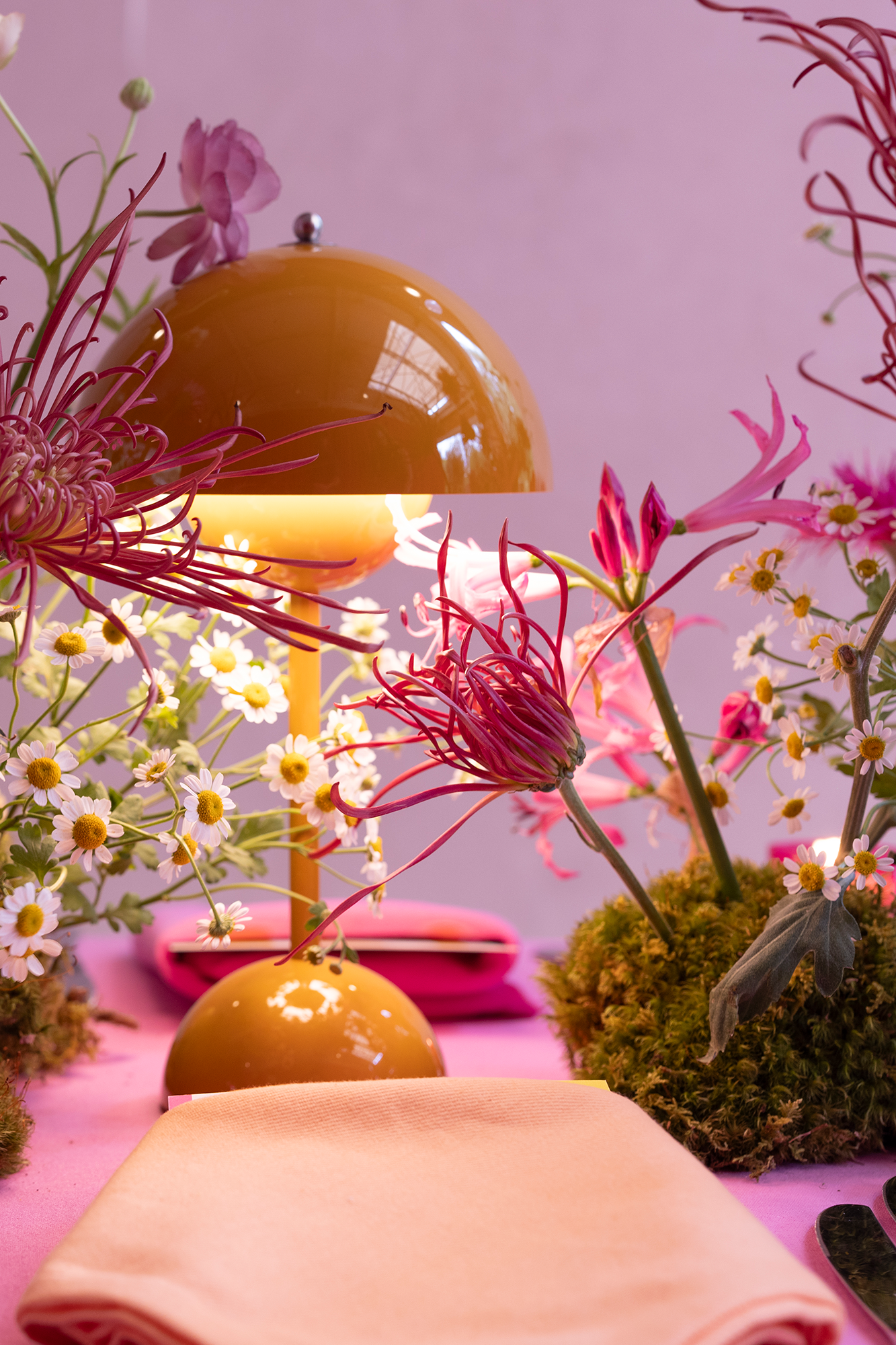 Danish designer Verner Panton’s 1968 mod design made portable lamp base in Mustard.
