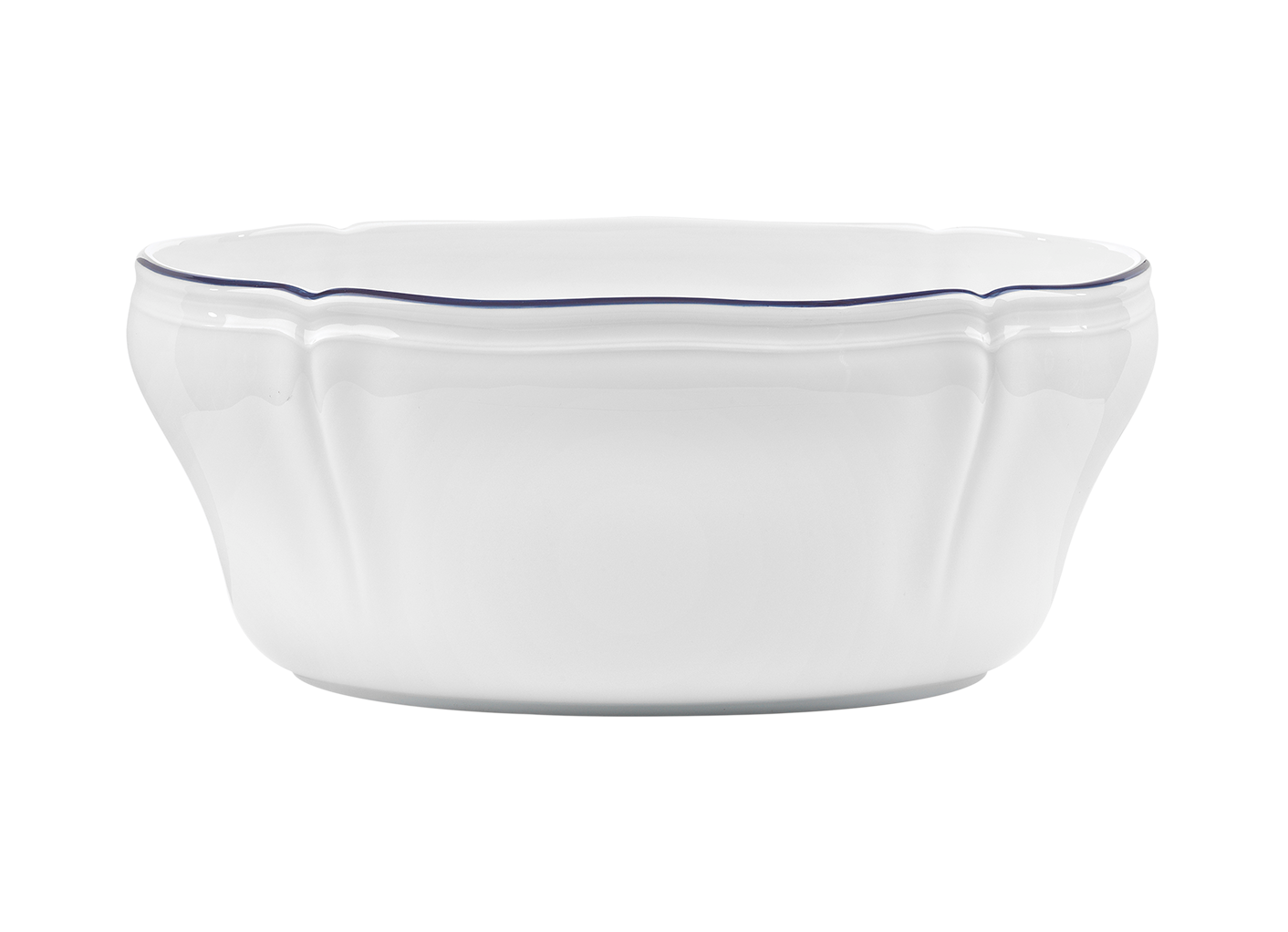 Dinnerware that is hand-decorated blue edge trim tracing the Antico Doccia shape.
