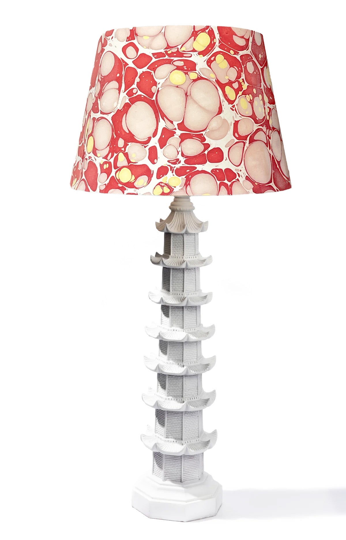 Spunky marbled paper lamp shades.