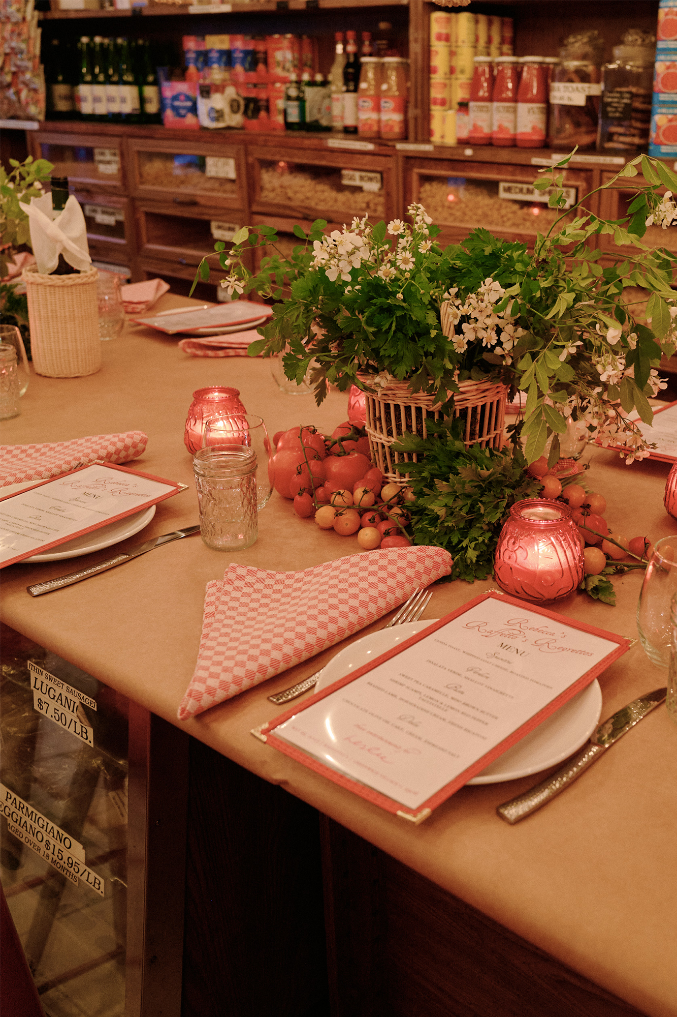 RED CHECKERED DINNER NAPKIN.