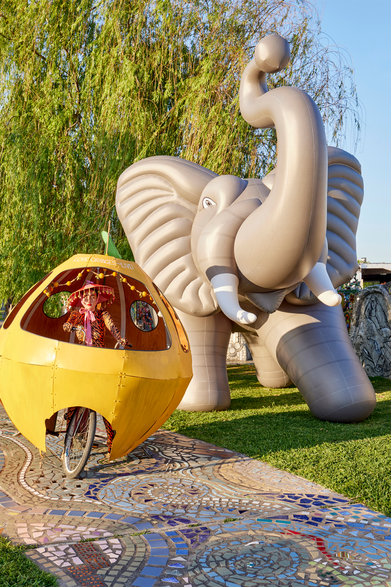 Giant inflatable elephant.