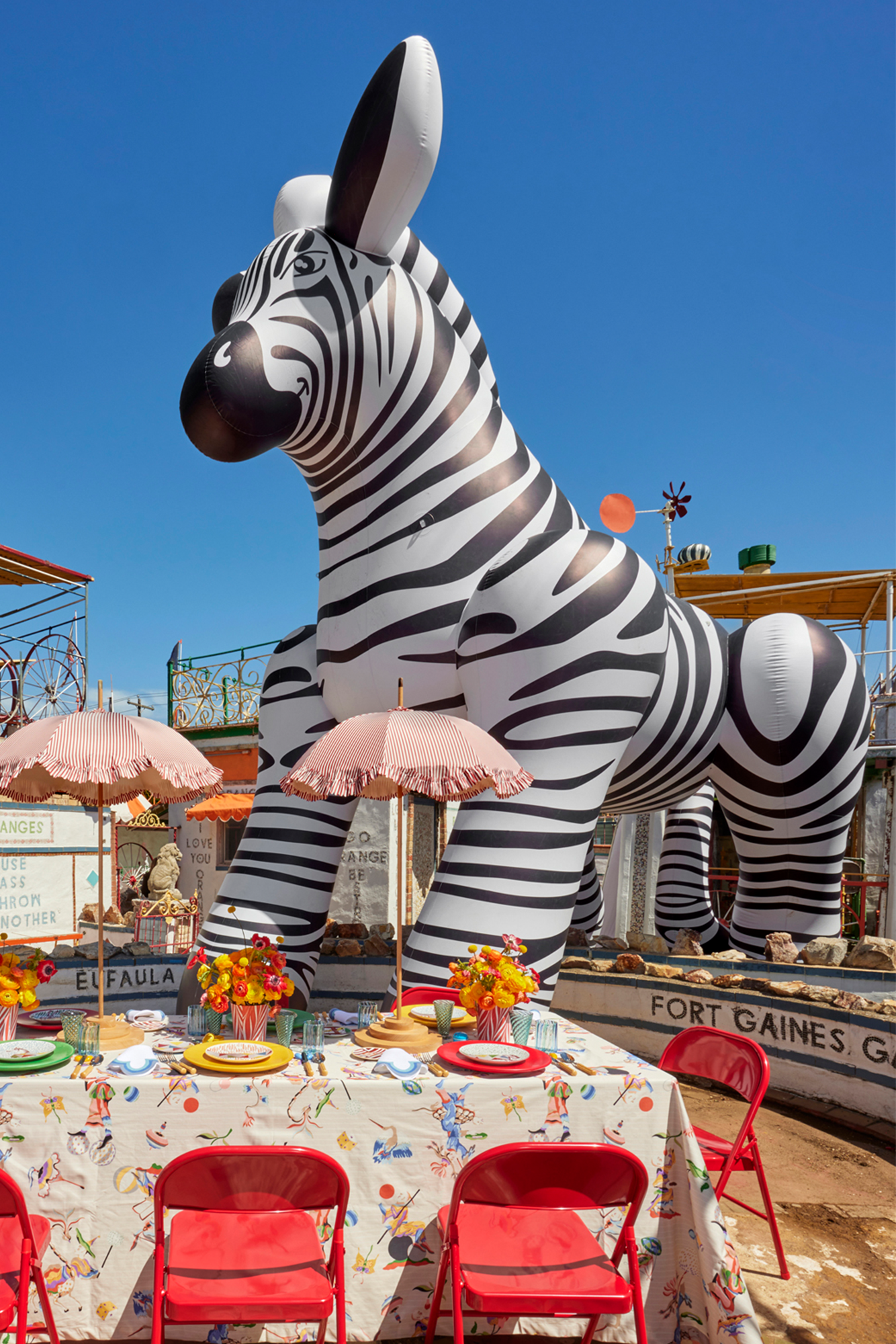 Giant inflatable zebra.