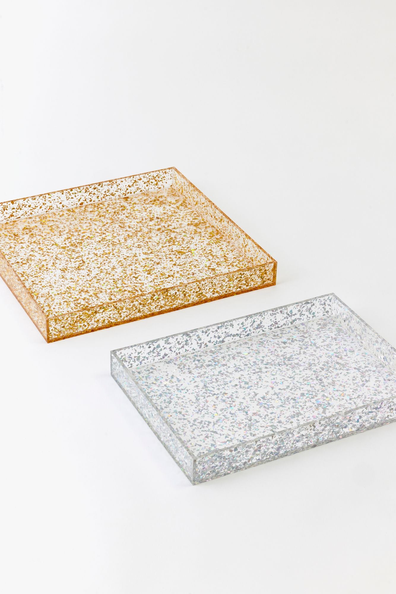 Gold and silver glitter tray.