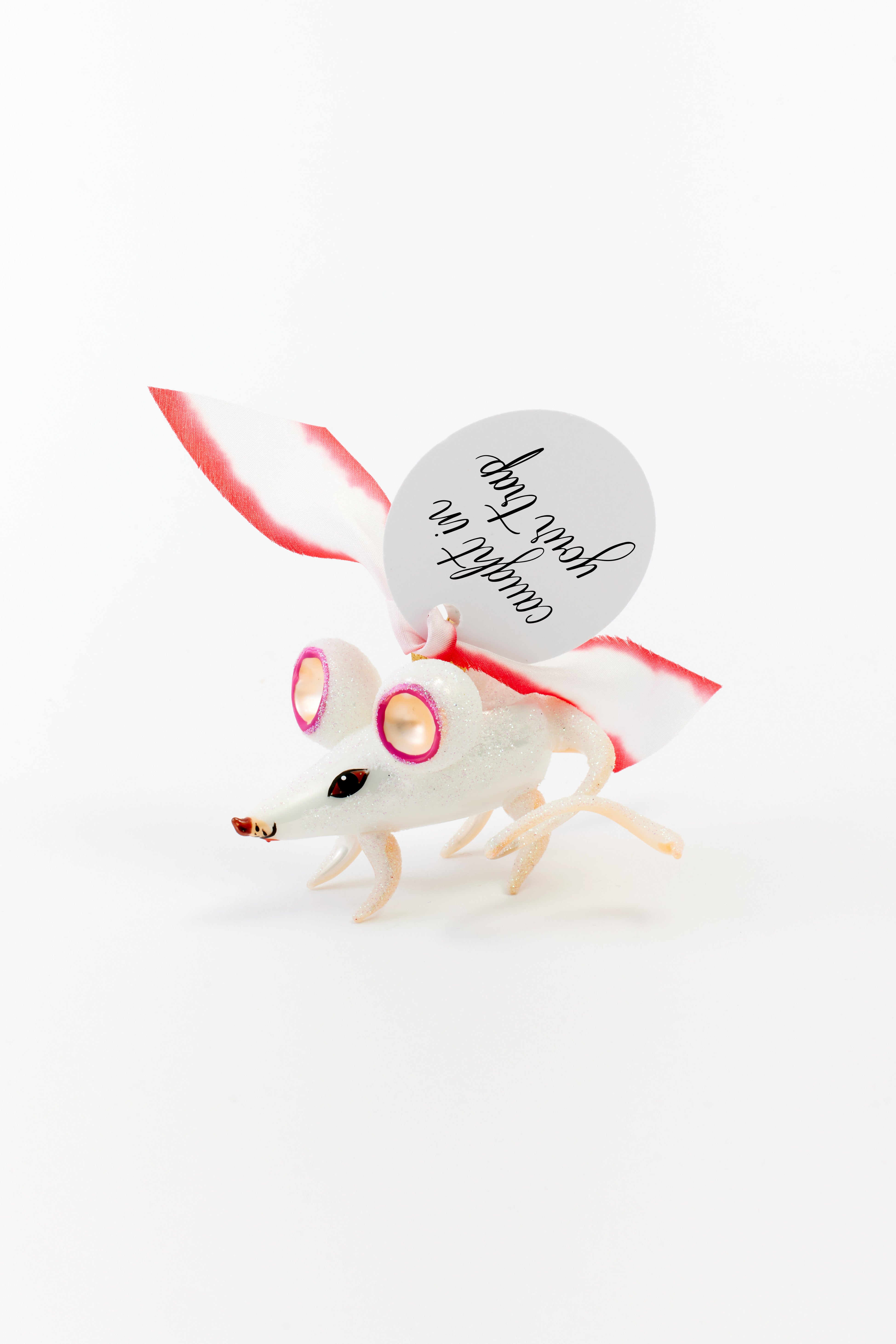 White mouse glass ornament.