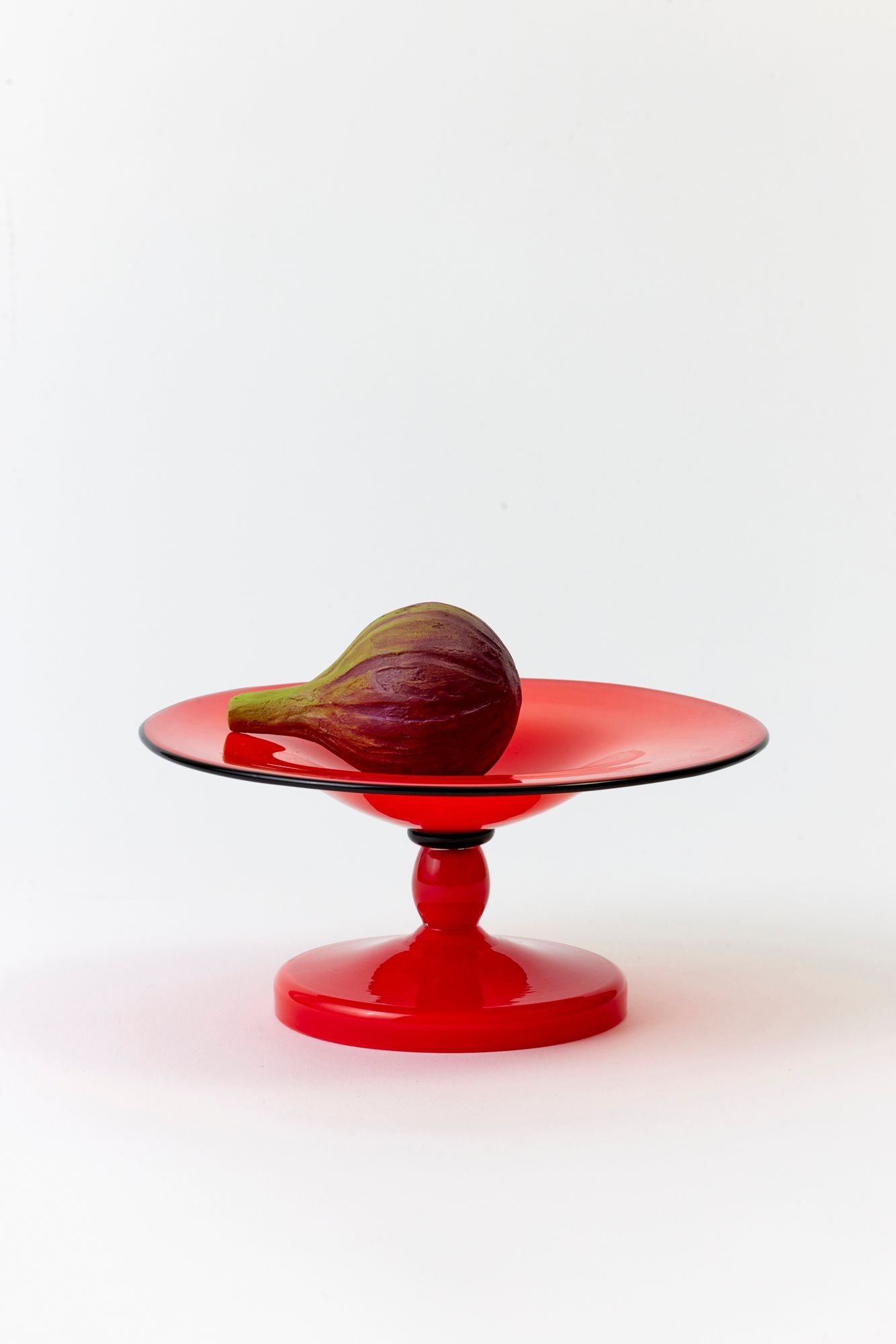 VINTAGE ORANGE GLASS CAKE STAND.