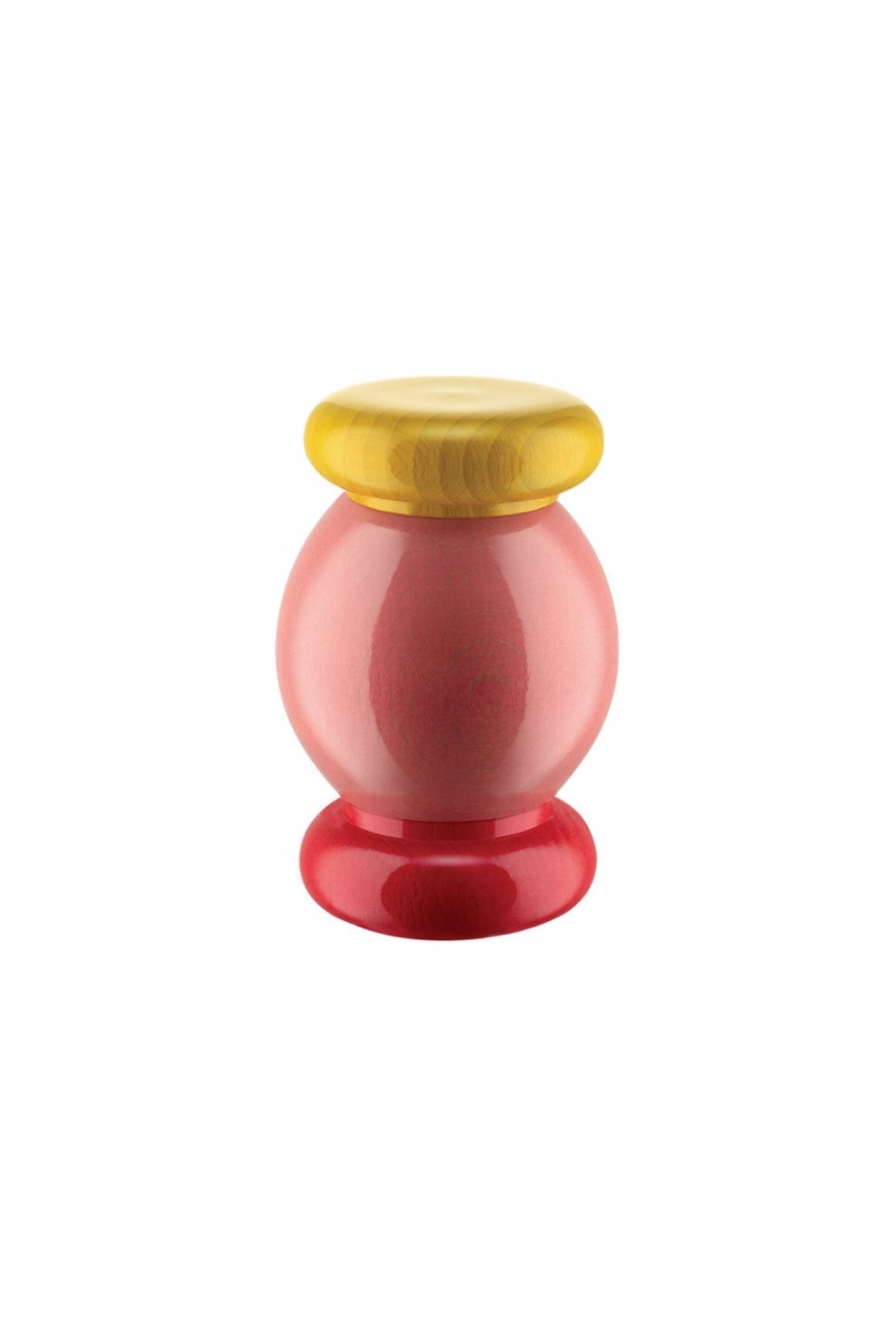 Pink, red and yellow salt and pepper shaker. Designed by the Memphis Group architect Ettore Sottsass.