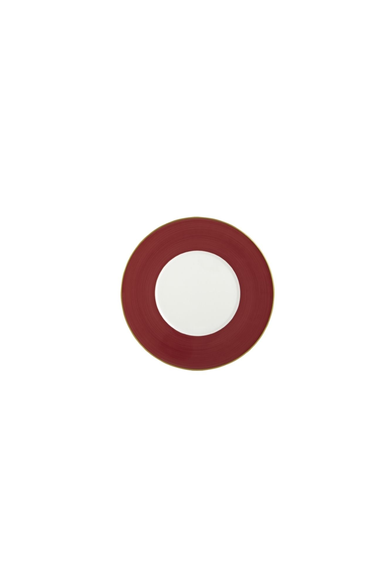 Hand painted dinnerware with rouge red color.
