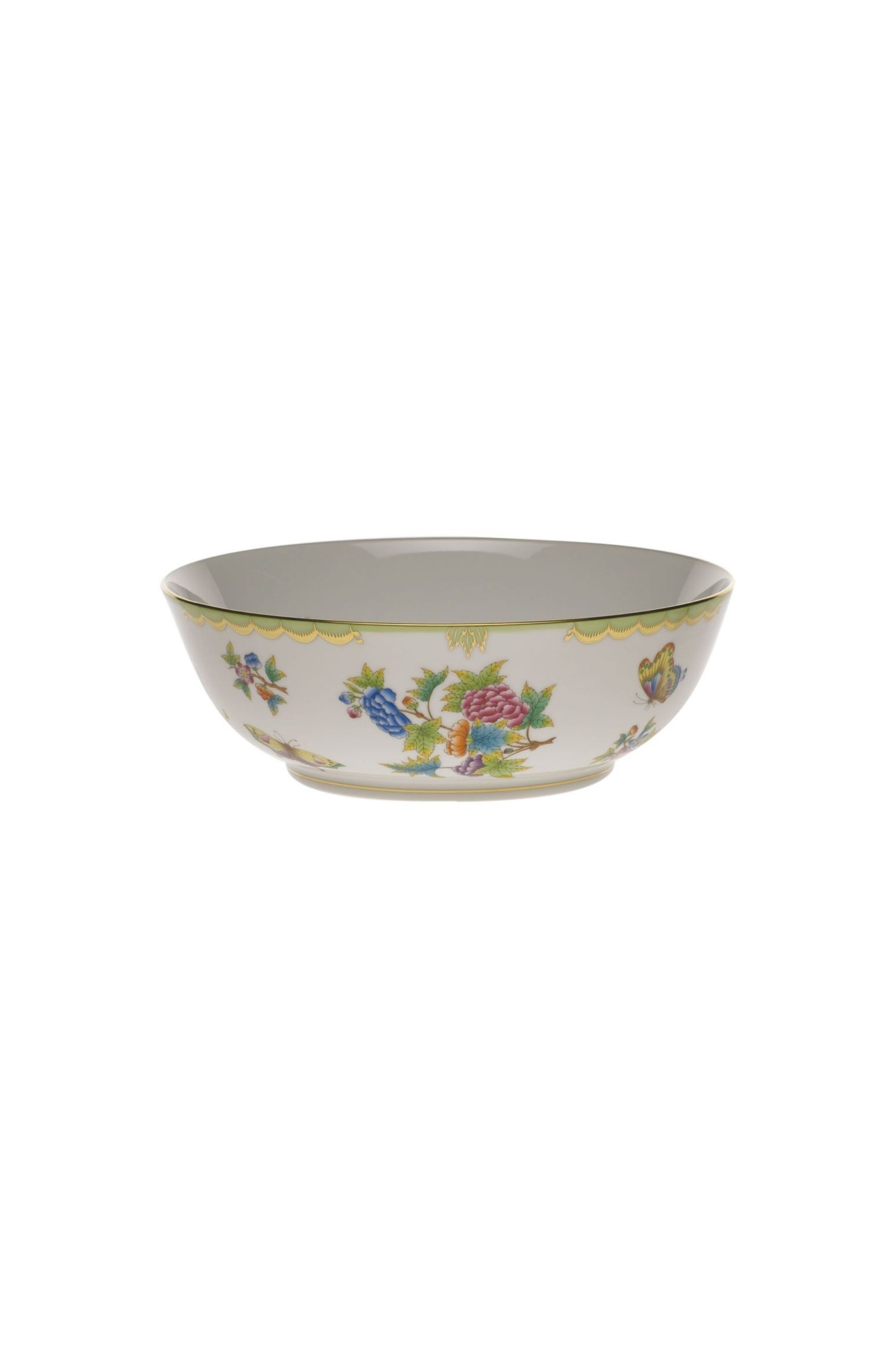 Porcelain serving dishes. The original set, introduced in 1851 at the First World Exhibition in London, was purchased by Queen Victoria herself. Subsequently named for her, this Chinese-influenced pattern demands the skills of Herend's most talented and experienced painters.