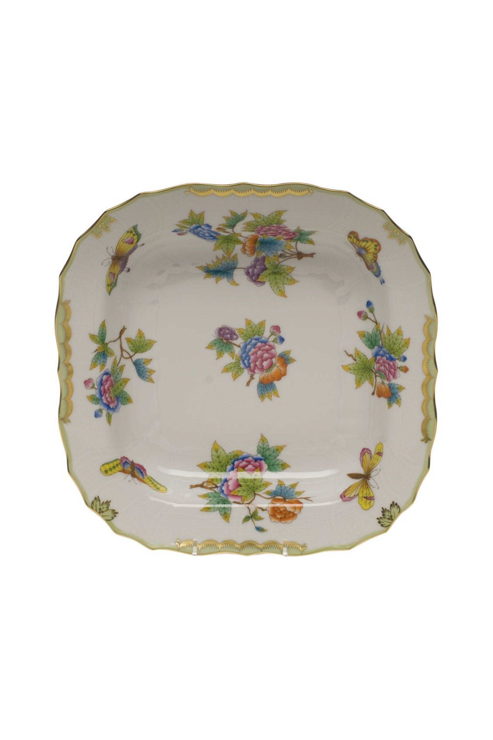 Porcelain serving dishes. The original set, introduced in 1851 at the First World Exhibition in London, was purchased by Queen Victoria herself. Subsequently named for her, this Chinese-influenced pattern demands the skills of Herend's most talented and experienced painters.