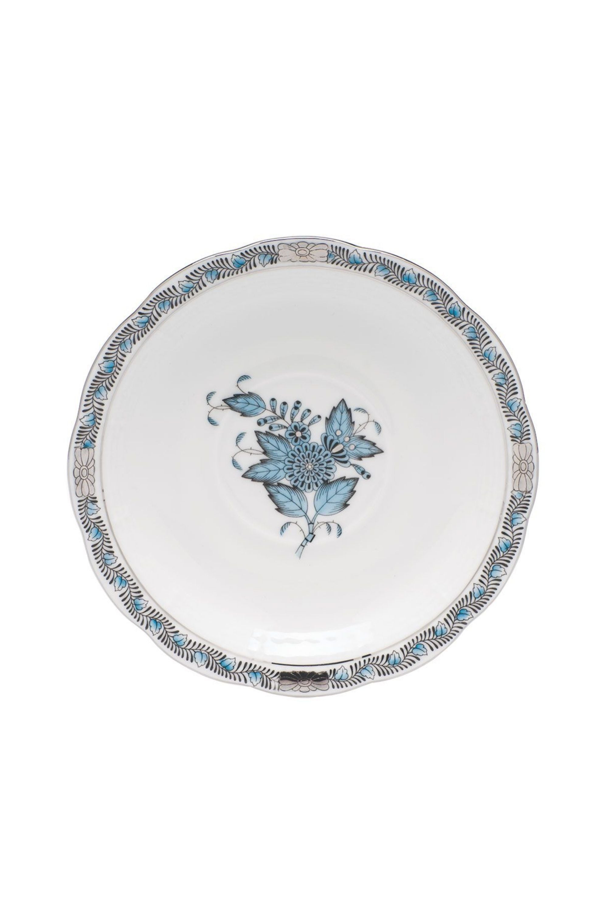 Chinese Bouquet is one of Herend’s most popular Oriental designs from the 1930s. Each piece is hand painted on white porcelain including 24k accents in turquoise and platinum.