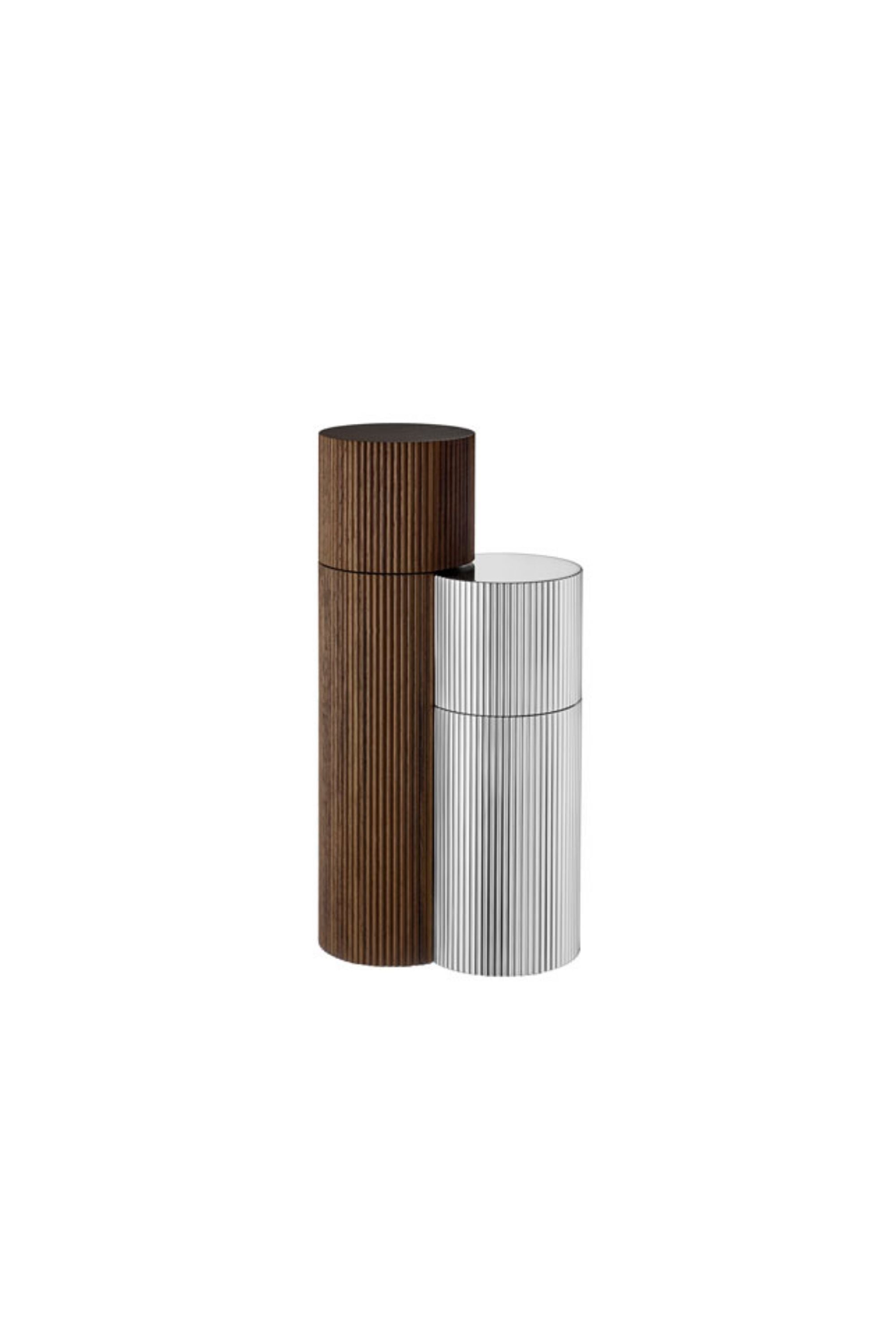 American walnut and silver mills designed by Grégoire de Lafforest for Puiforcat.