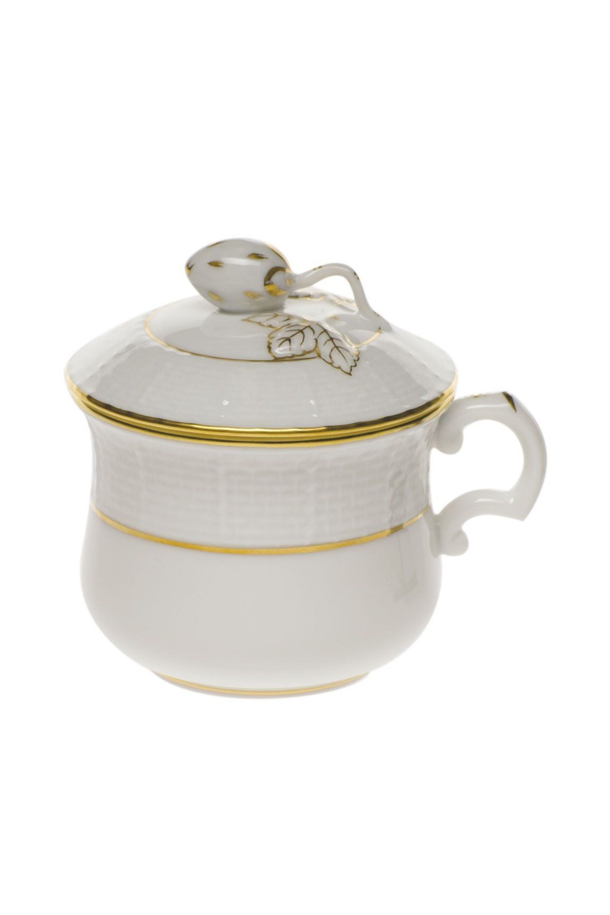 Dinnerware that is white with gold edge.